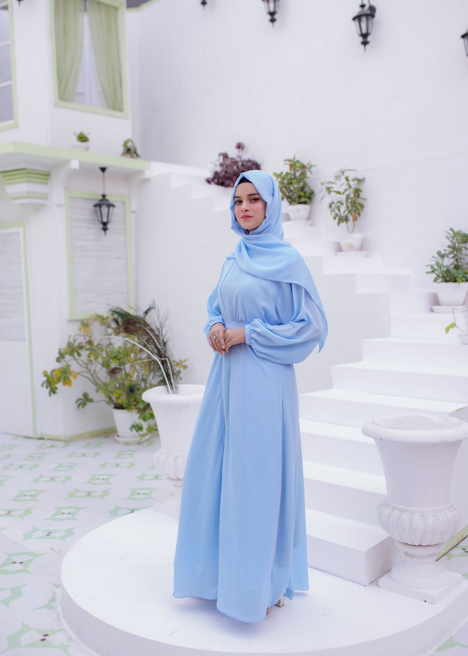 nidha blend Abaya in Sky blue
