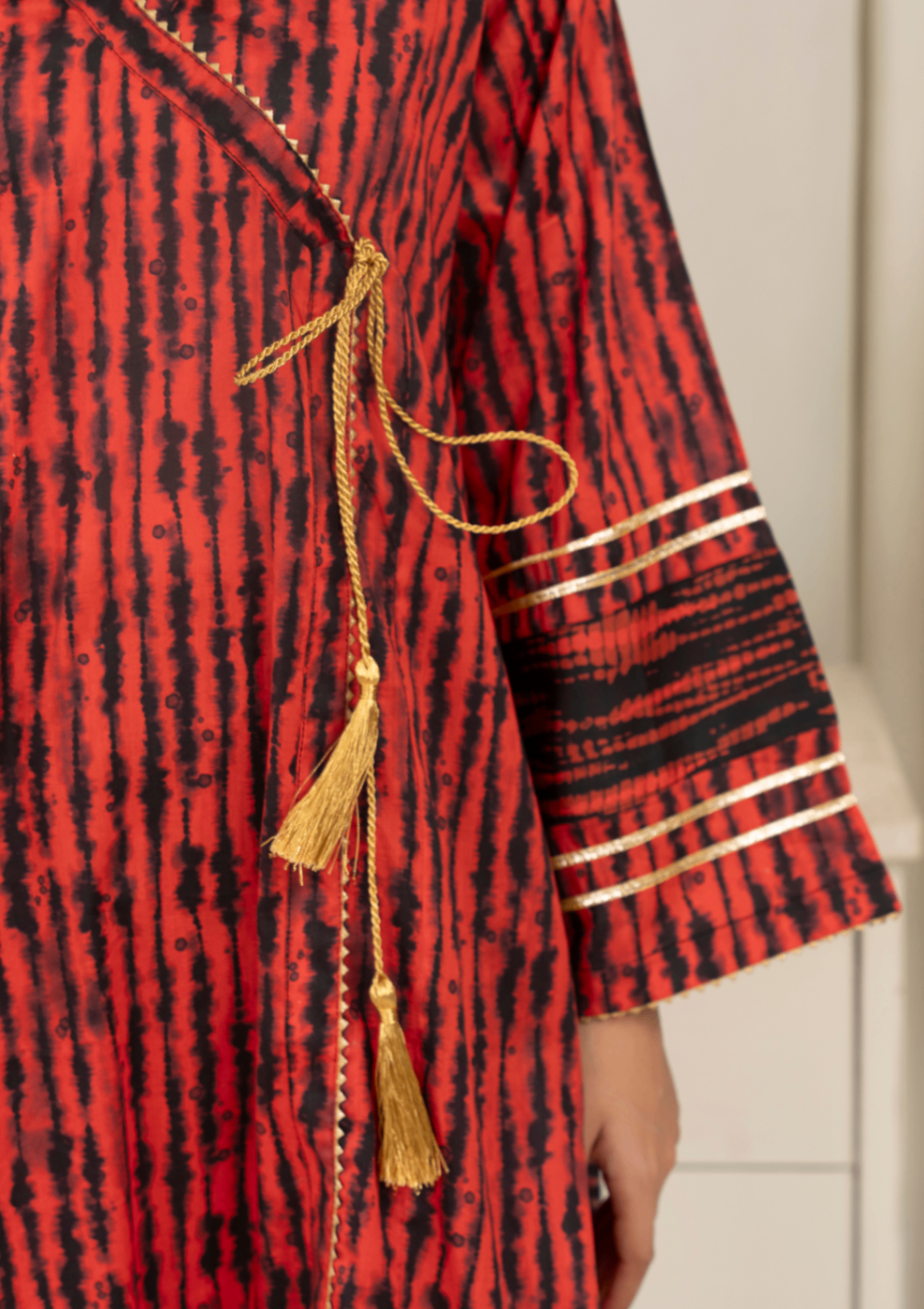 lawn Angrakha in Red