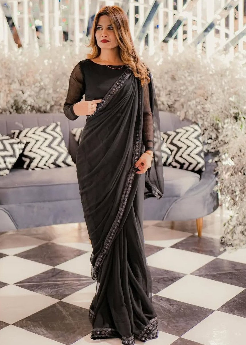 chiffon Saree in Black