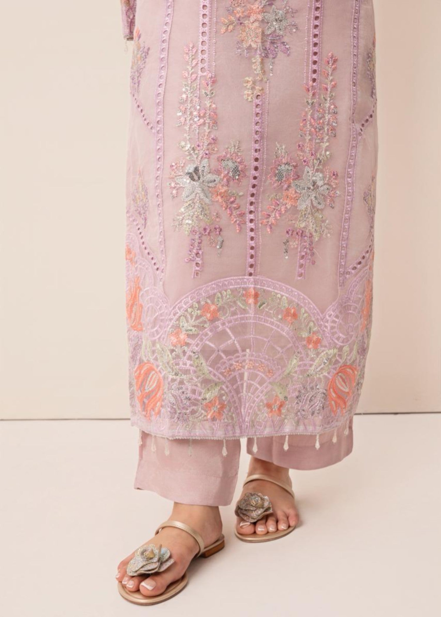 organza Kurta Set in Lilac