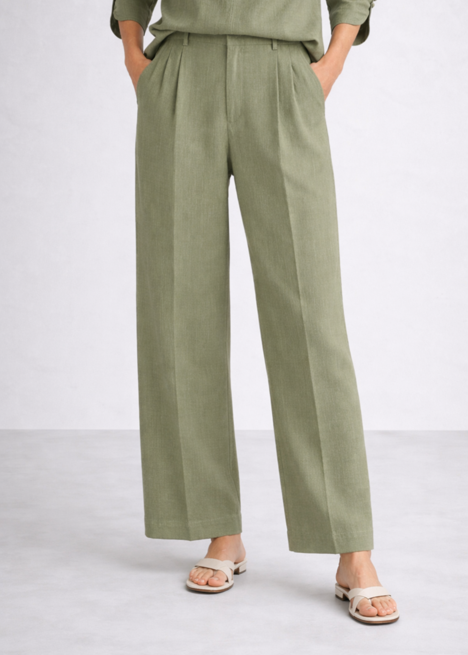 cotton linen Pants in Sage green