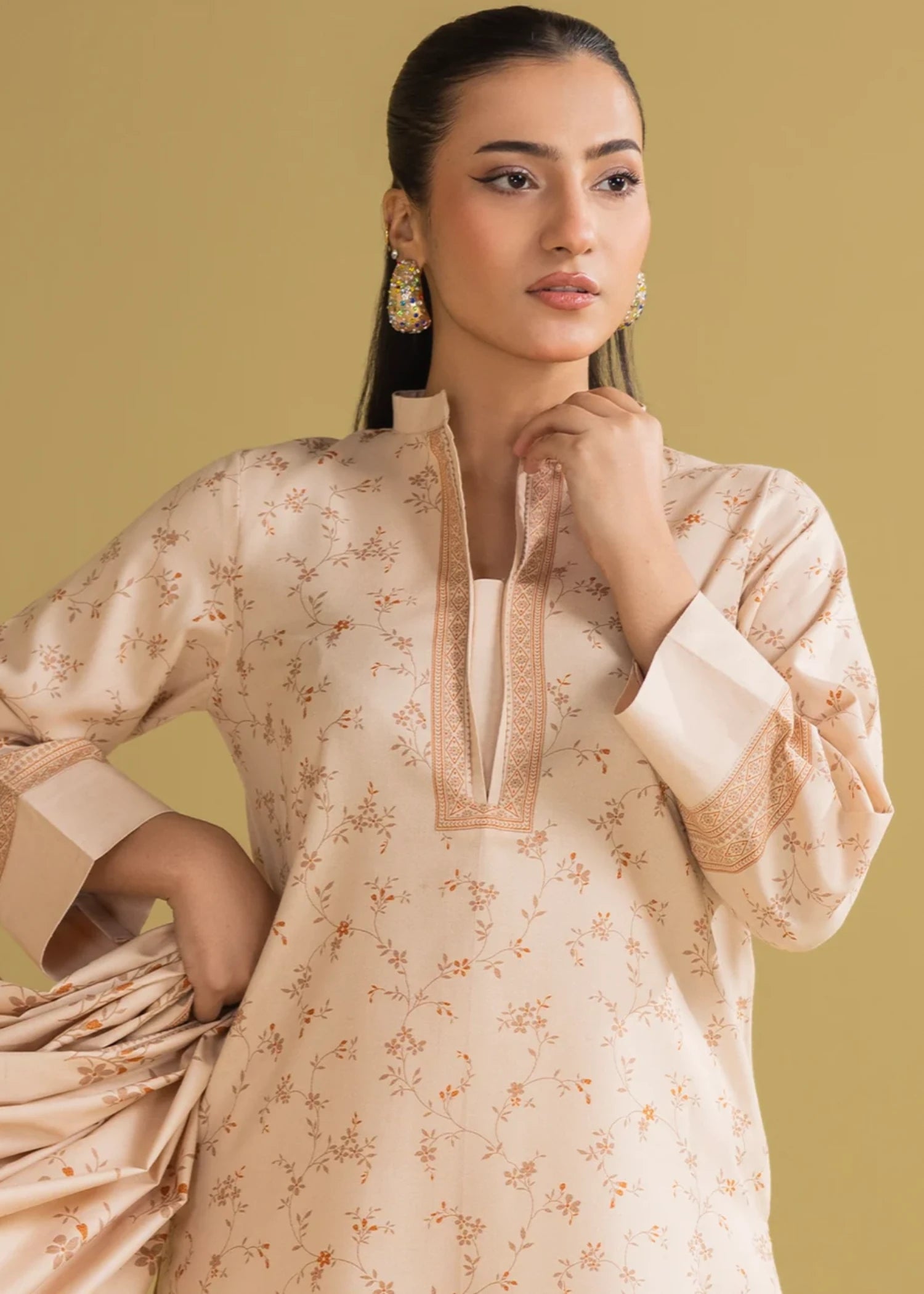 dhanak Unstitched in Eggshell