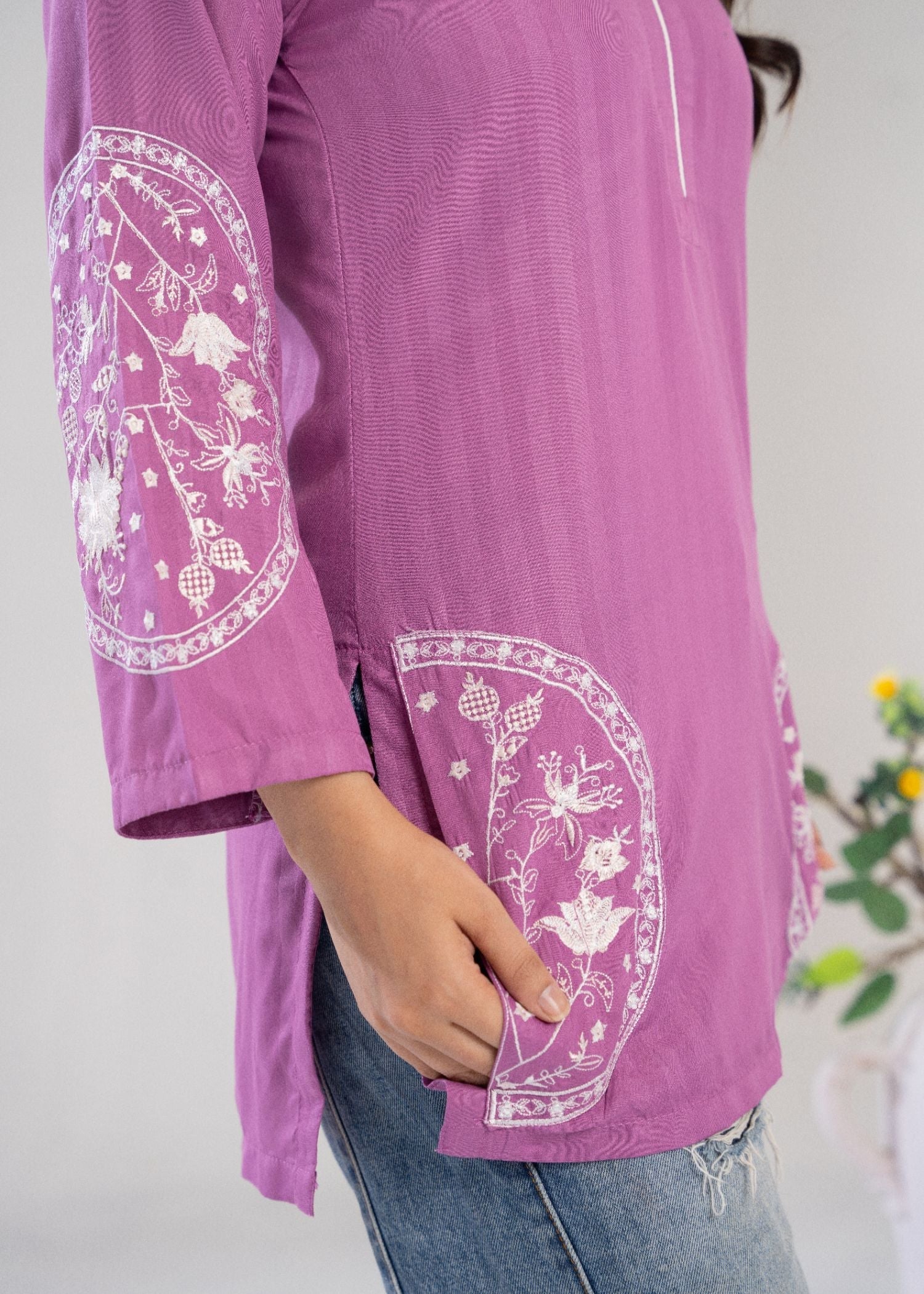 cotton Kurti in Lilac