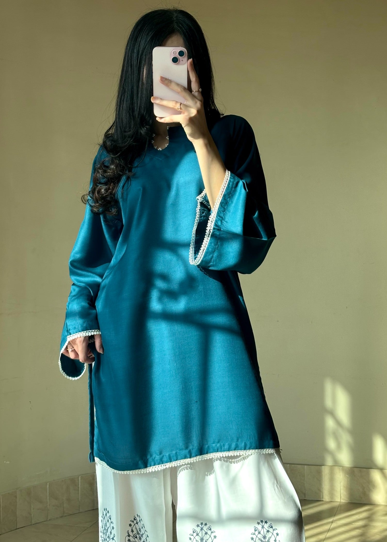 linen Kurta Set in Teal