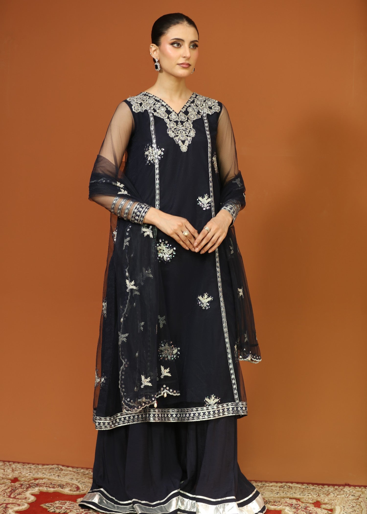 net Sharara in Midnight blue
