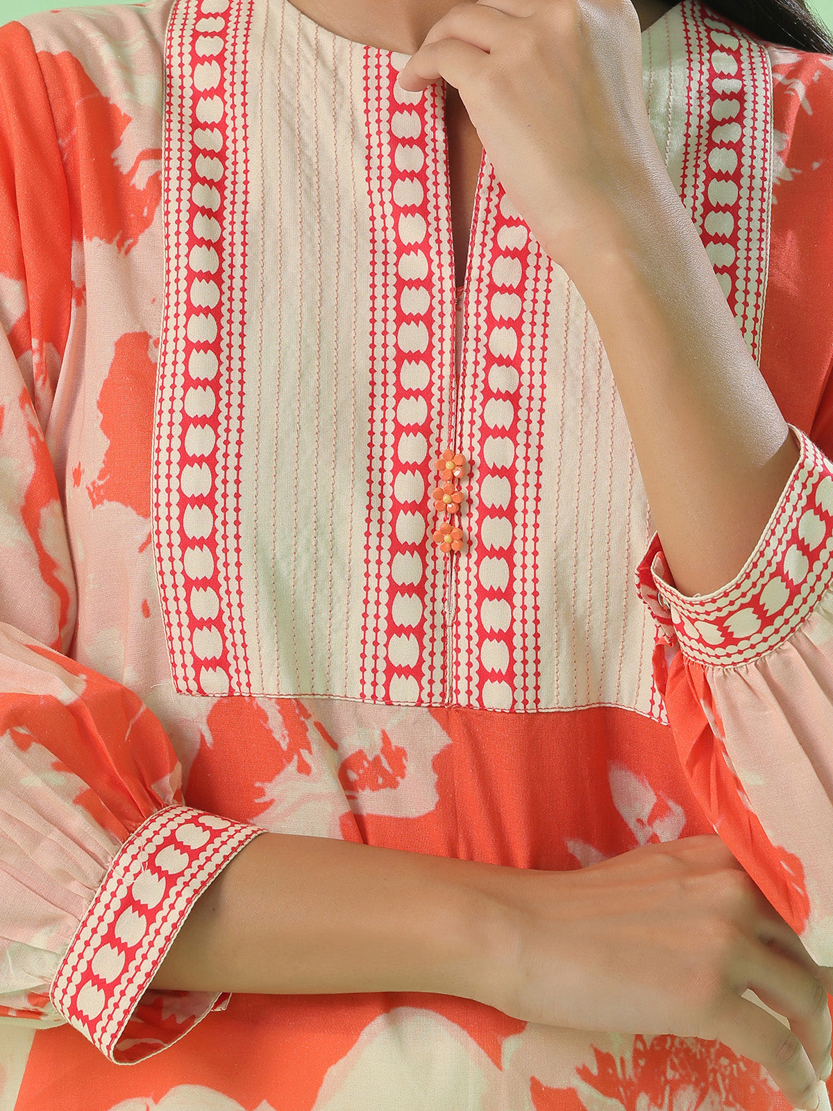 ribbed lawn Kurti in Amber