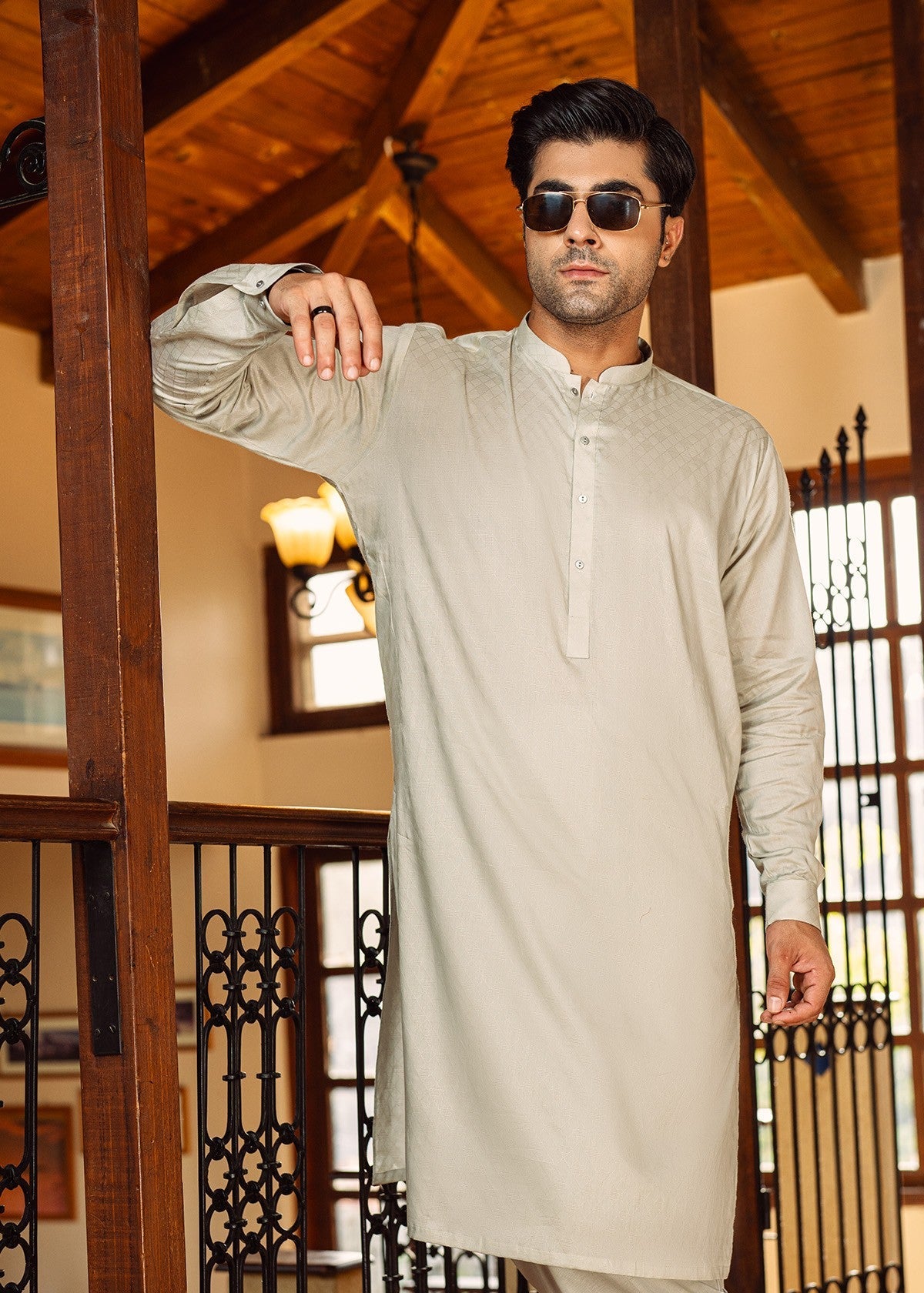 jacquard Shalwar Kameez in Pistachio green