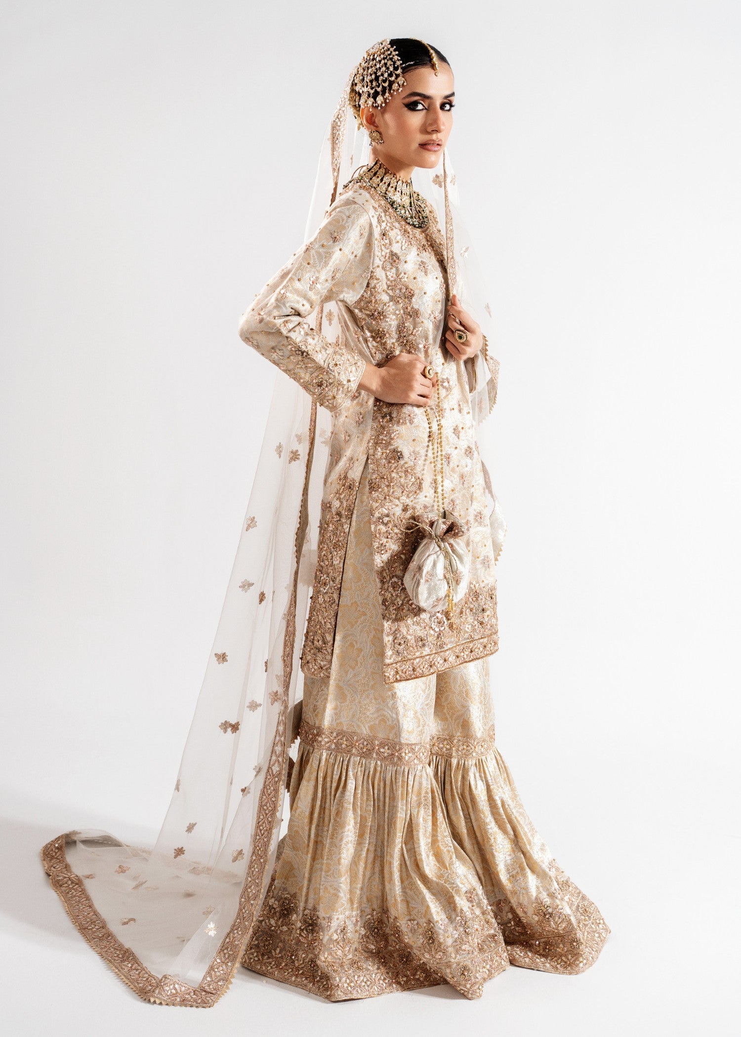 net Gharara in Beige