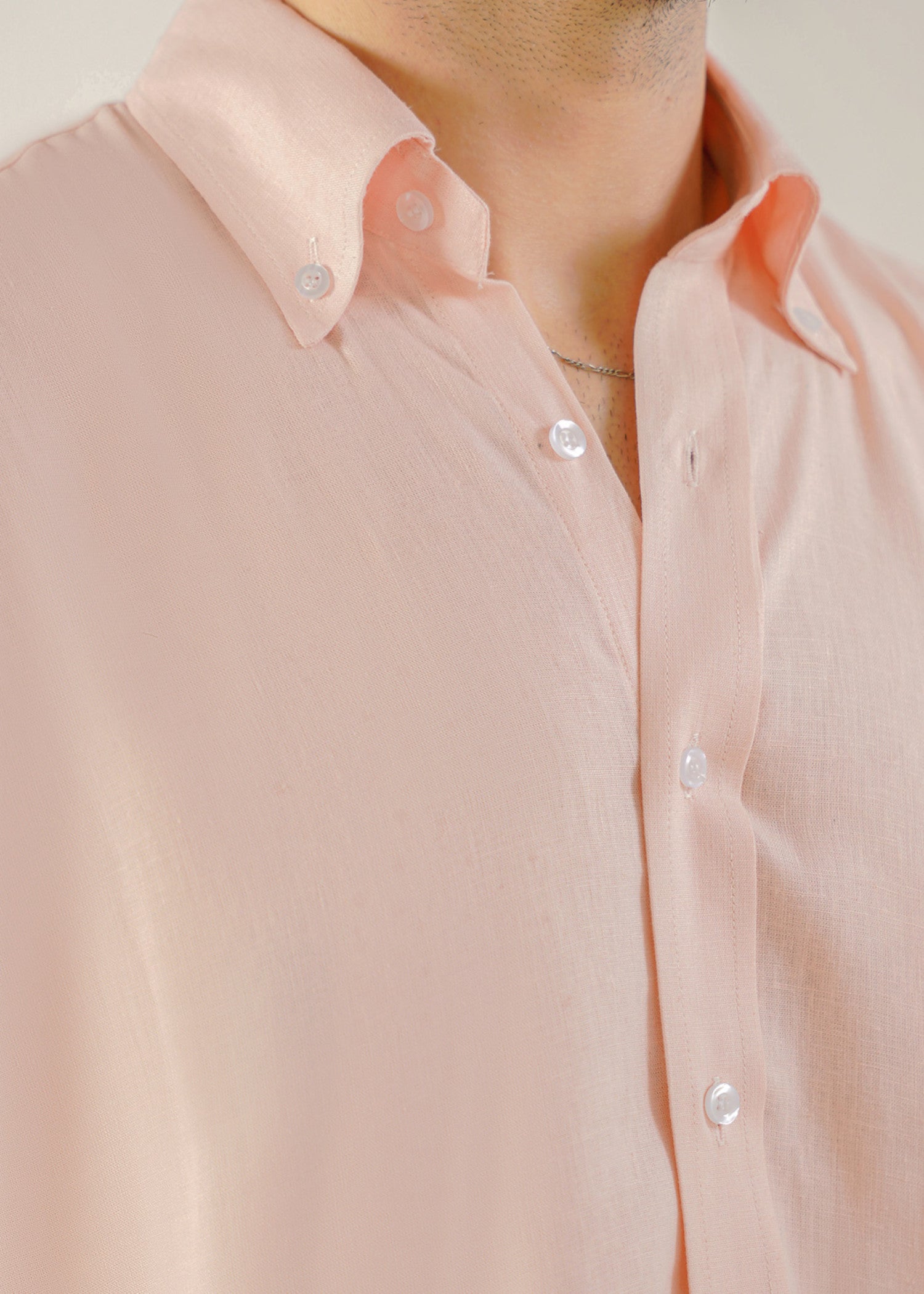 linen Casual Shirt in Tea rose pink