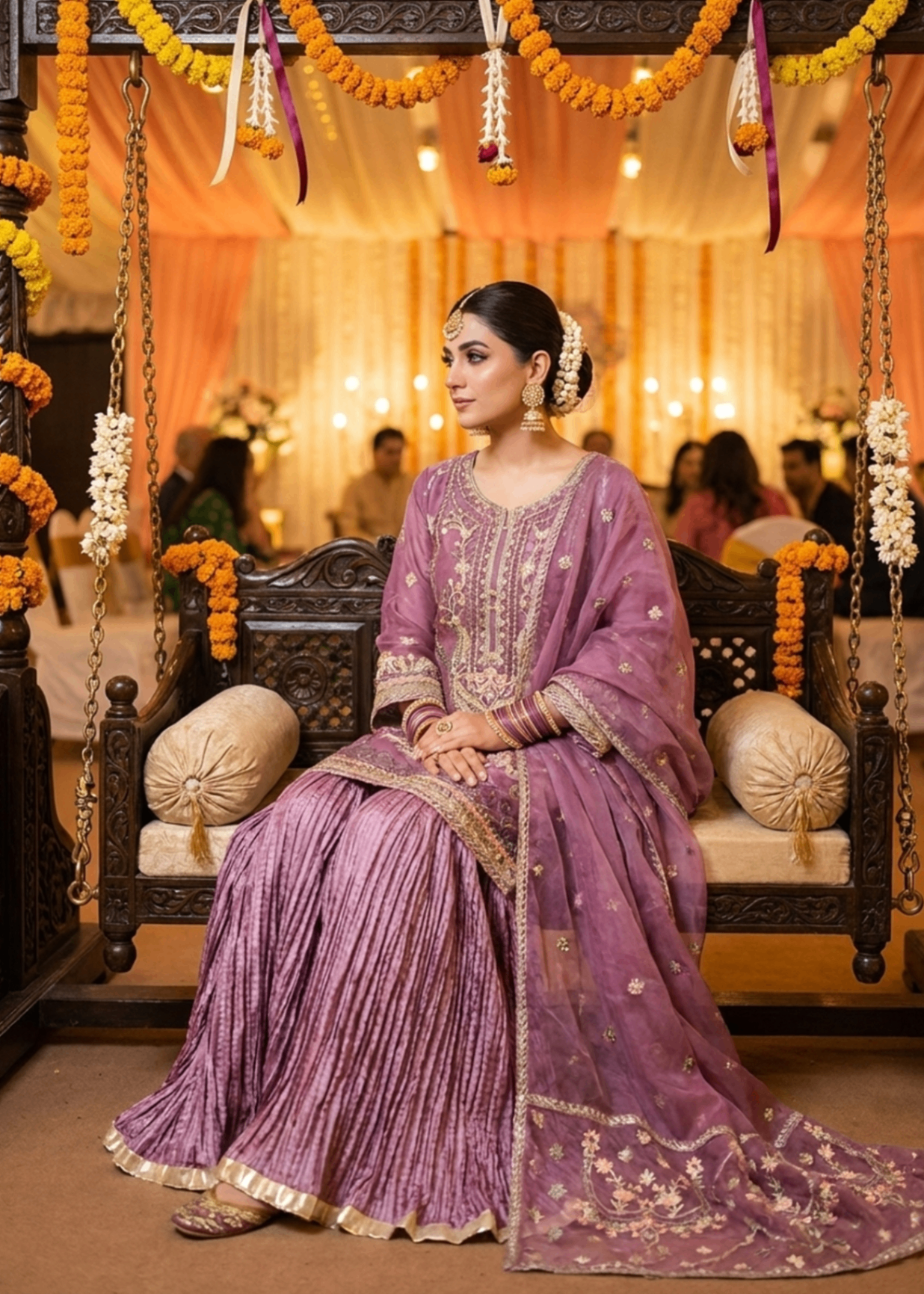 organza Sharara in Lilac