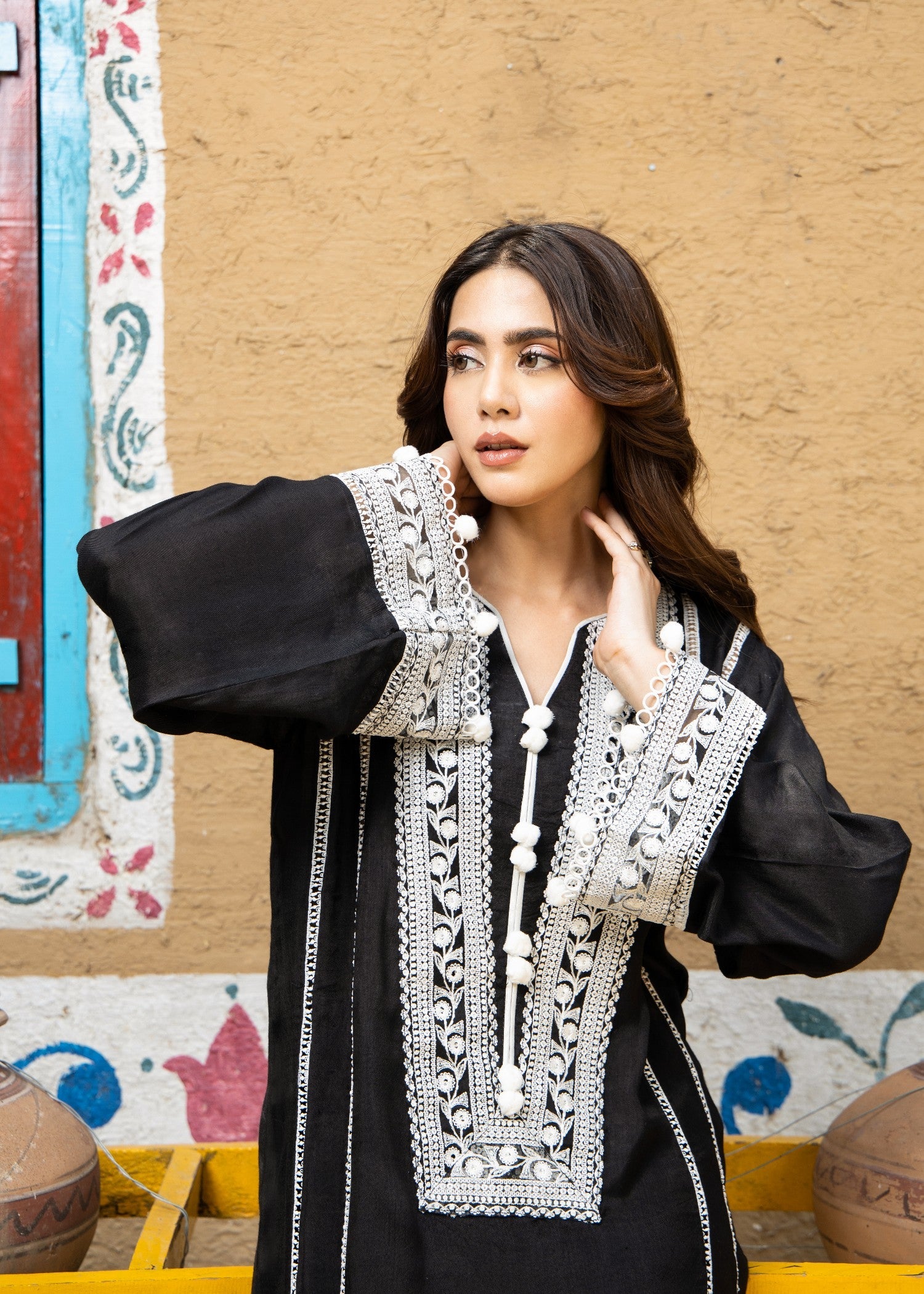 viscose Kurta Set in Black