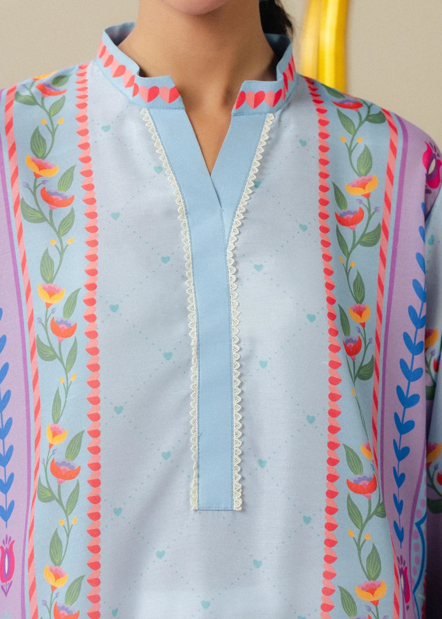 poly lawn Kurti in Sky