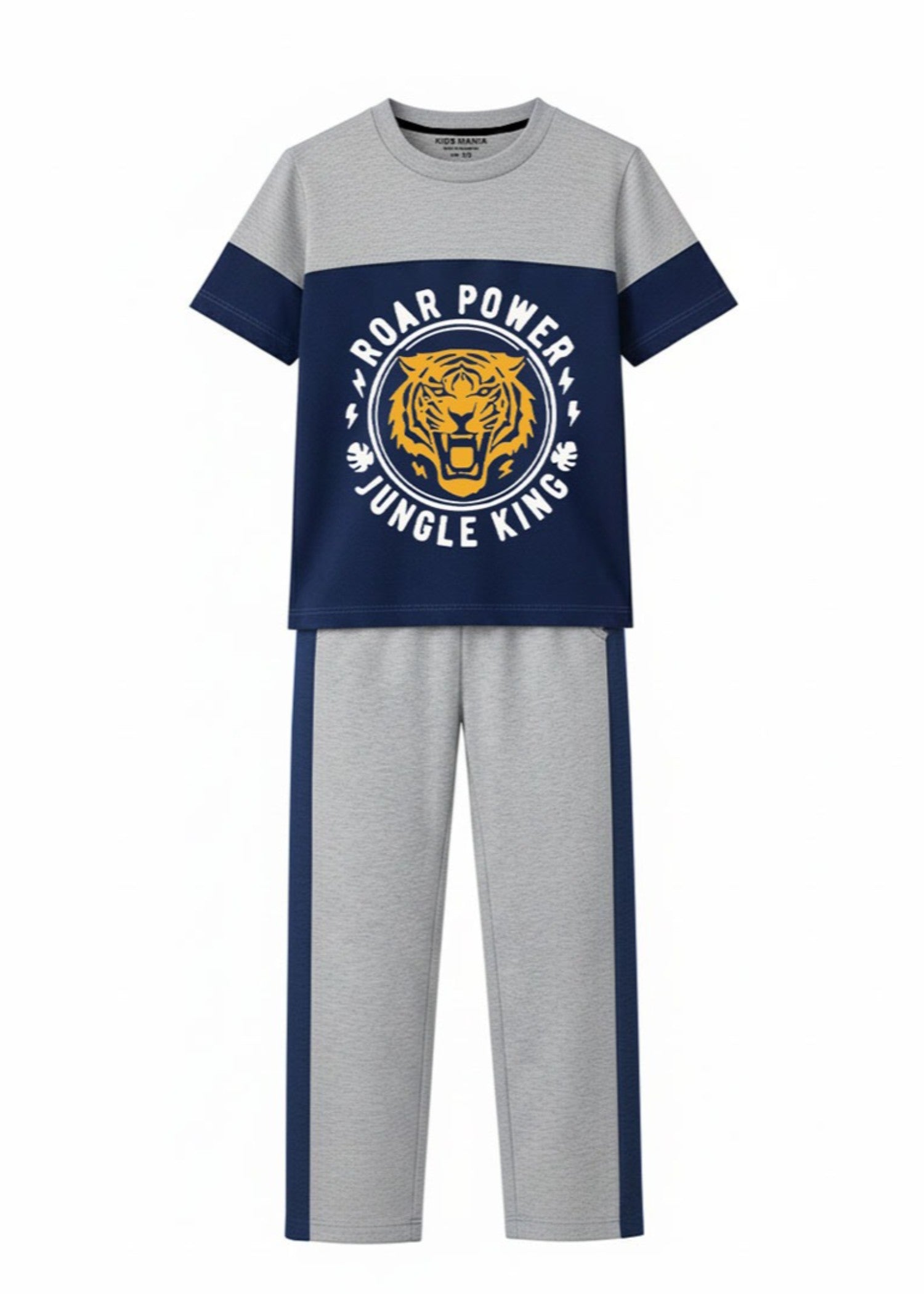 cotton Tracksuit in Royal blue, grey