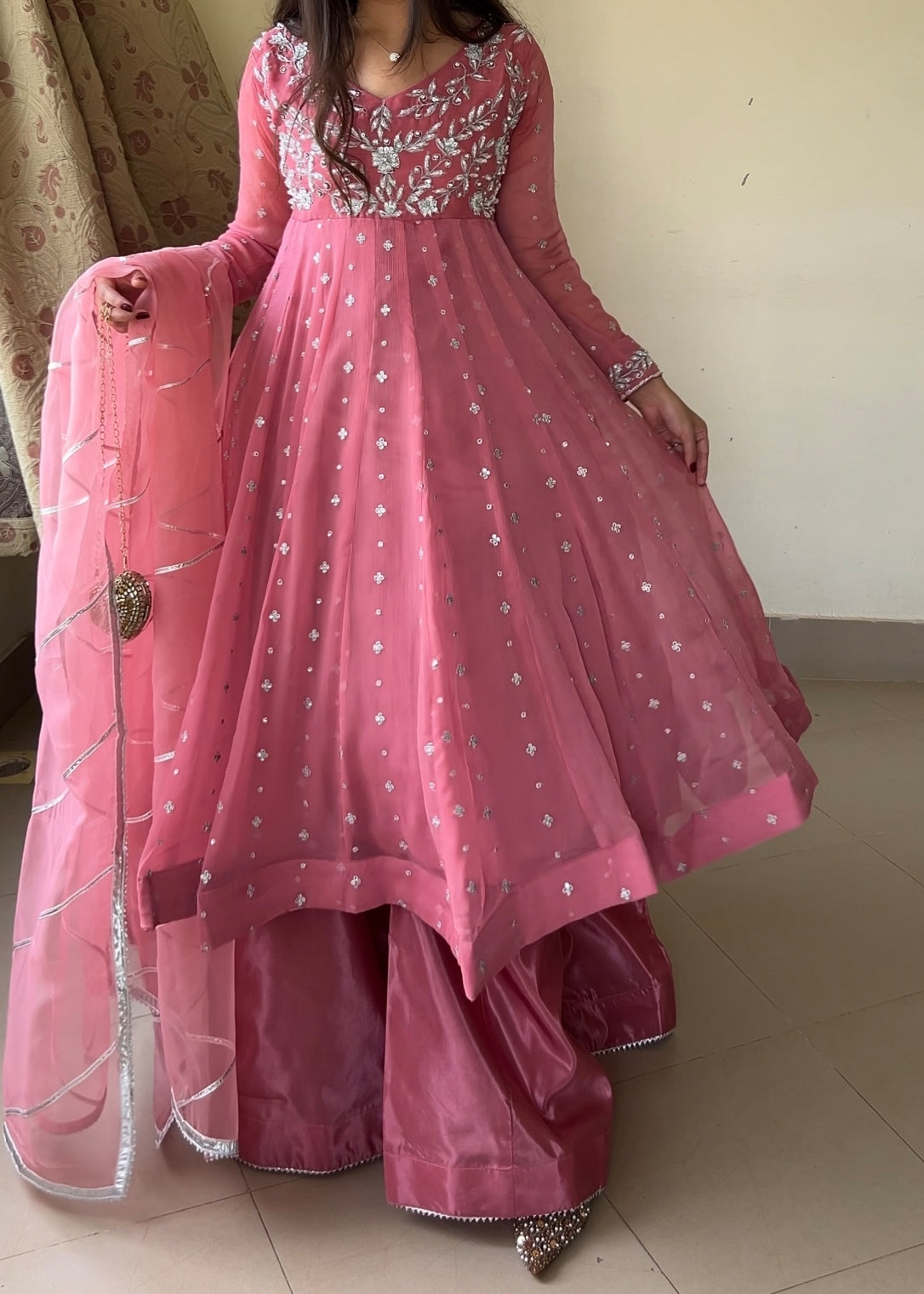 crinkle chiffon Maxi in Bubblegum pink