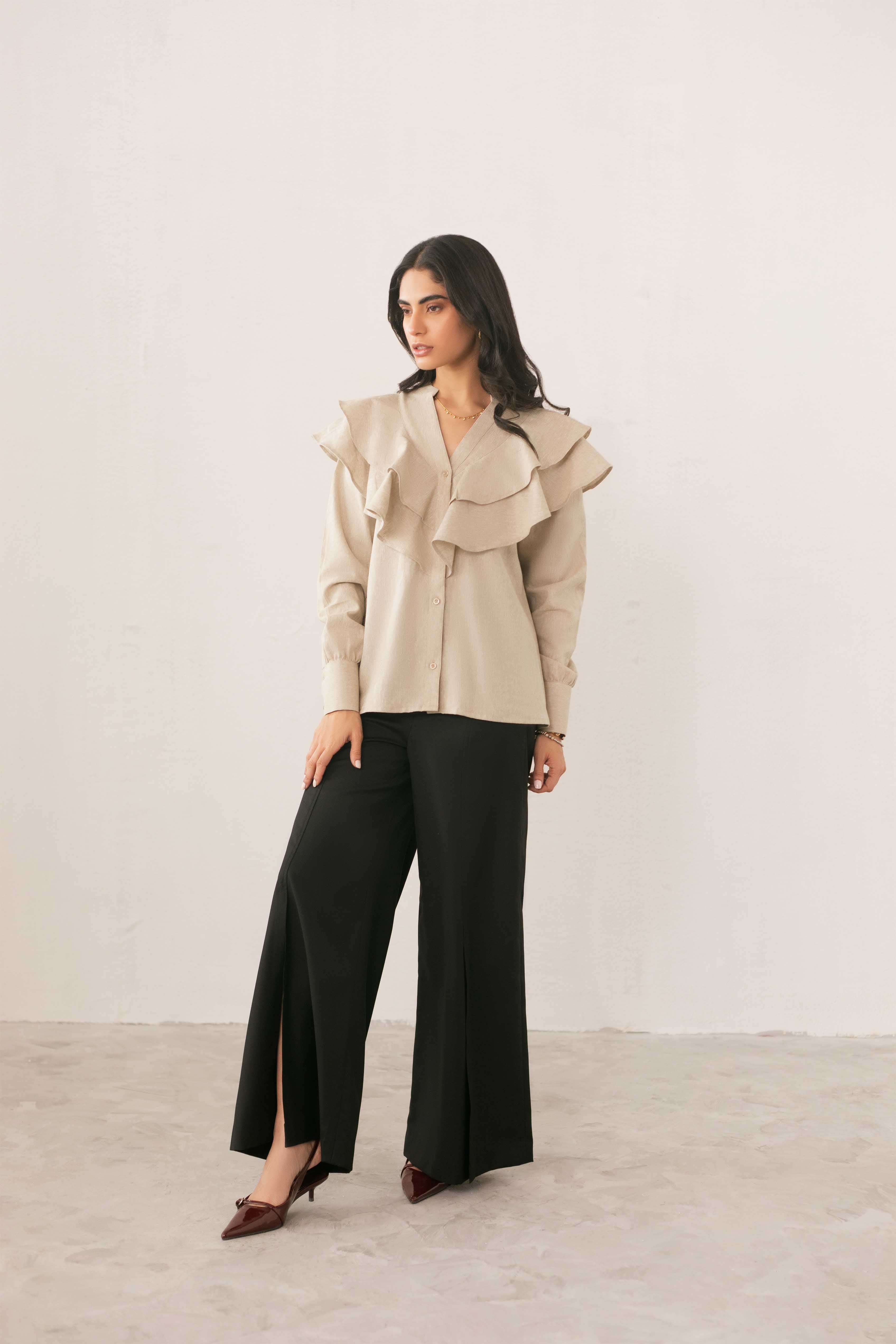 polyester nylon Trousers in Jet black