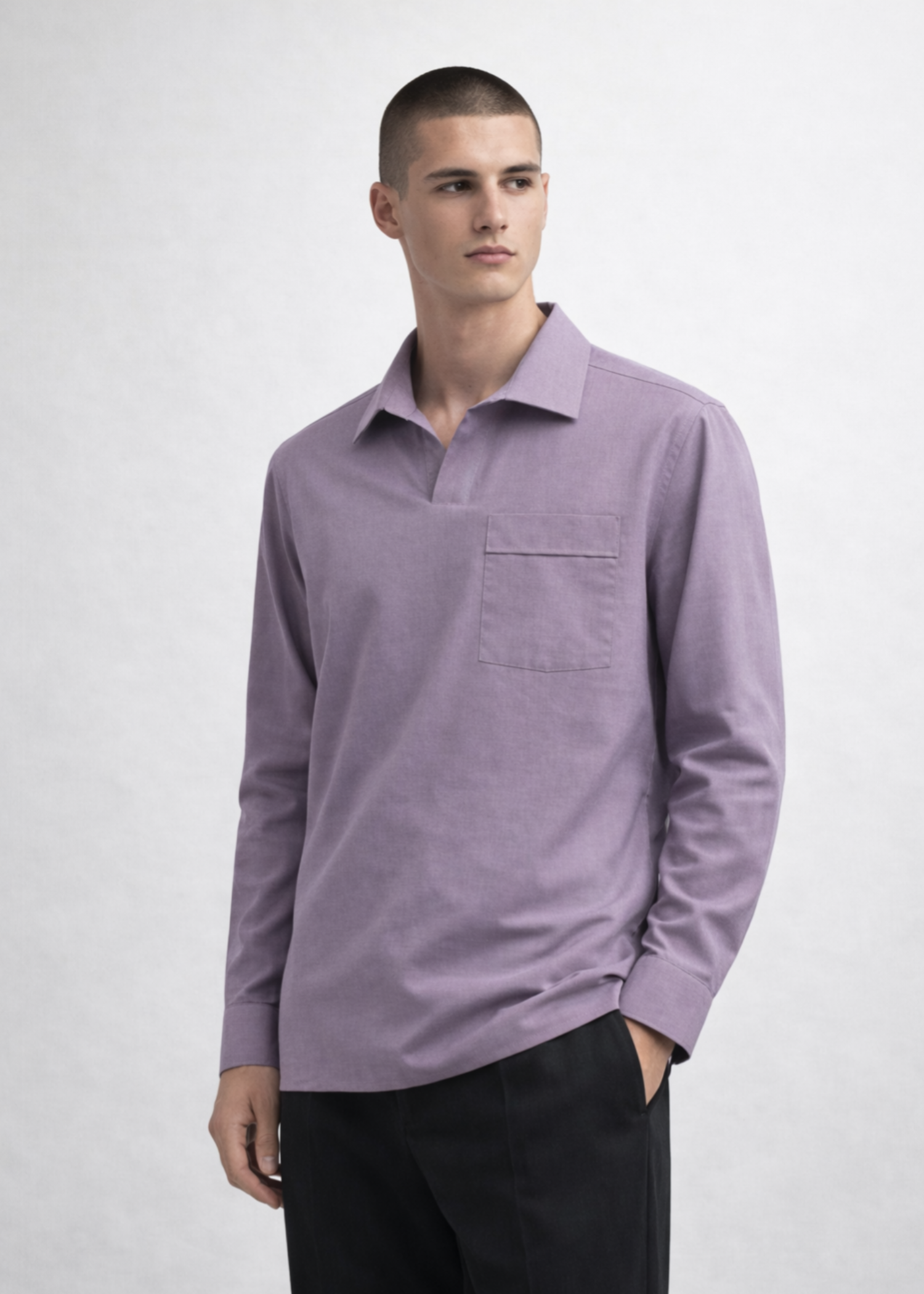 cotton linen Casual Shirt in Purple mountain majesty