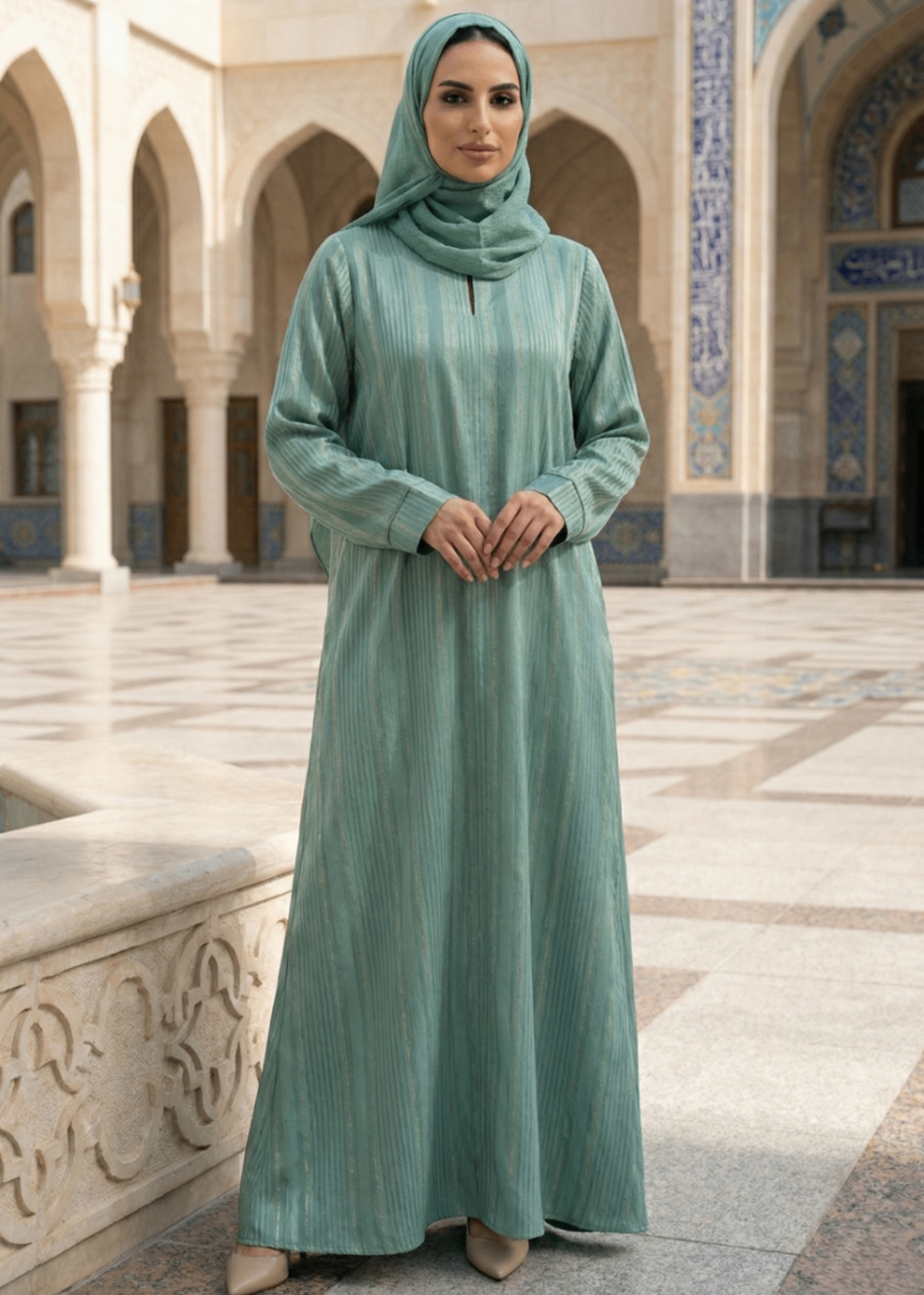 nidha Abaya in Green