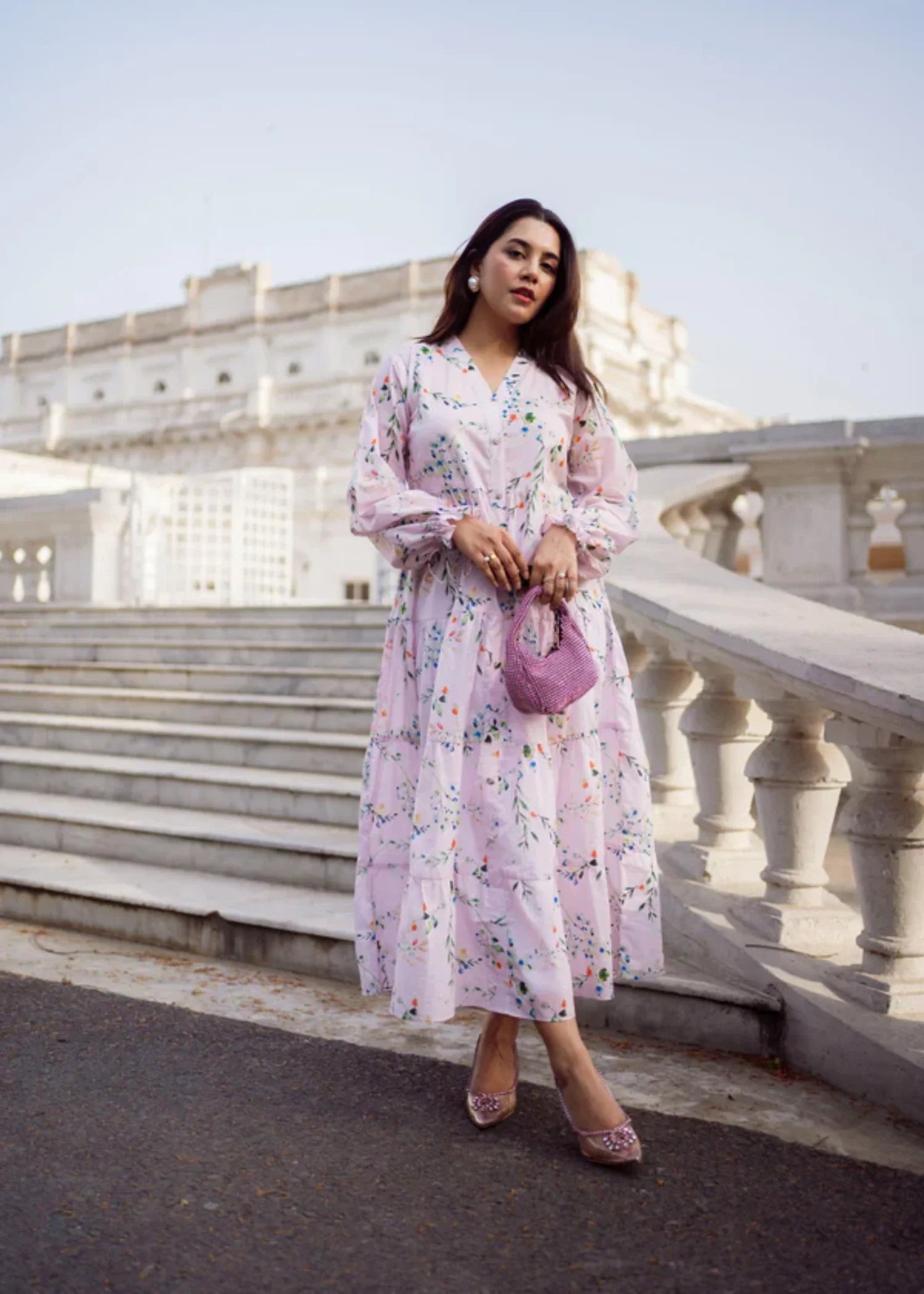 lawn cotton Maxi in Light pink