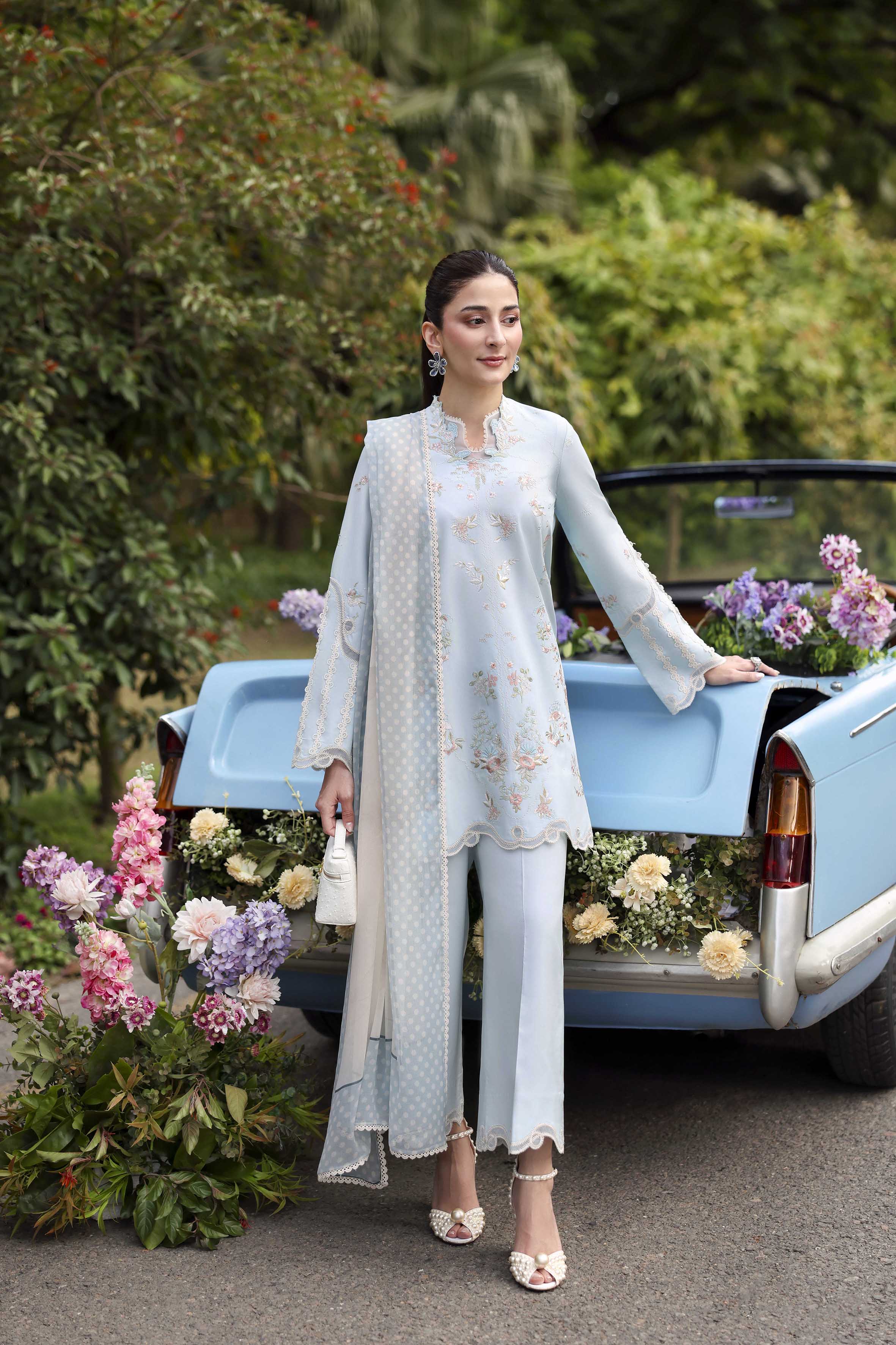cotton dobby Kurta Set in Powder blue