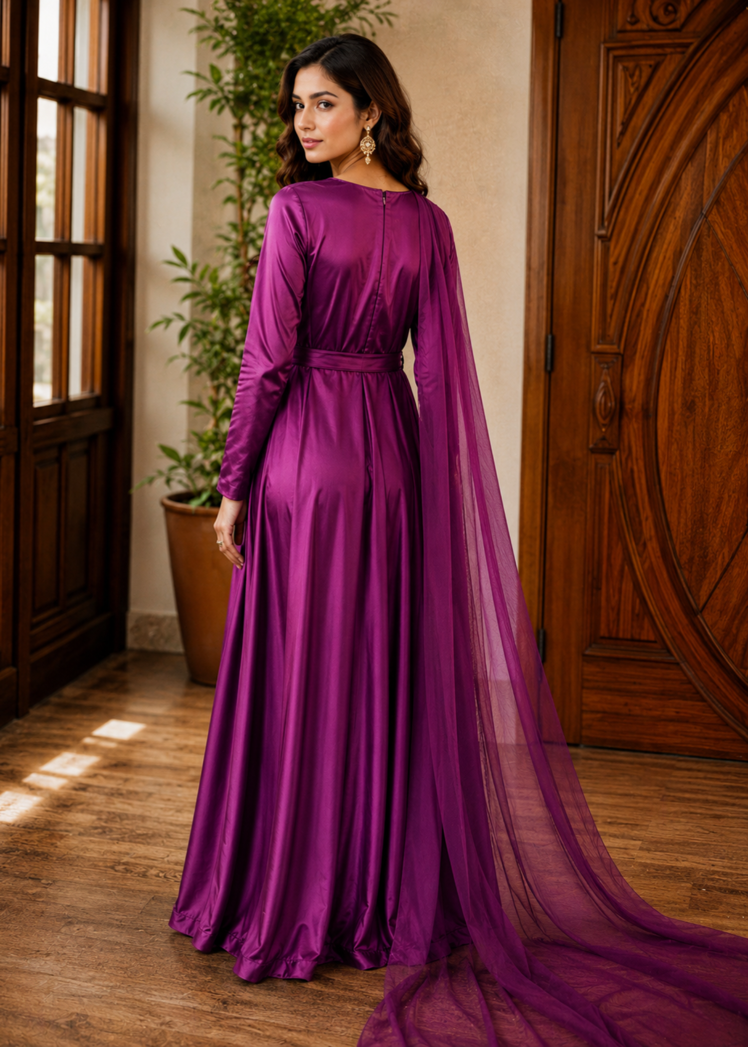silk charmeuse Maxi in Magenta haze