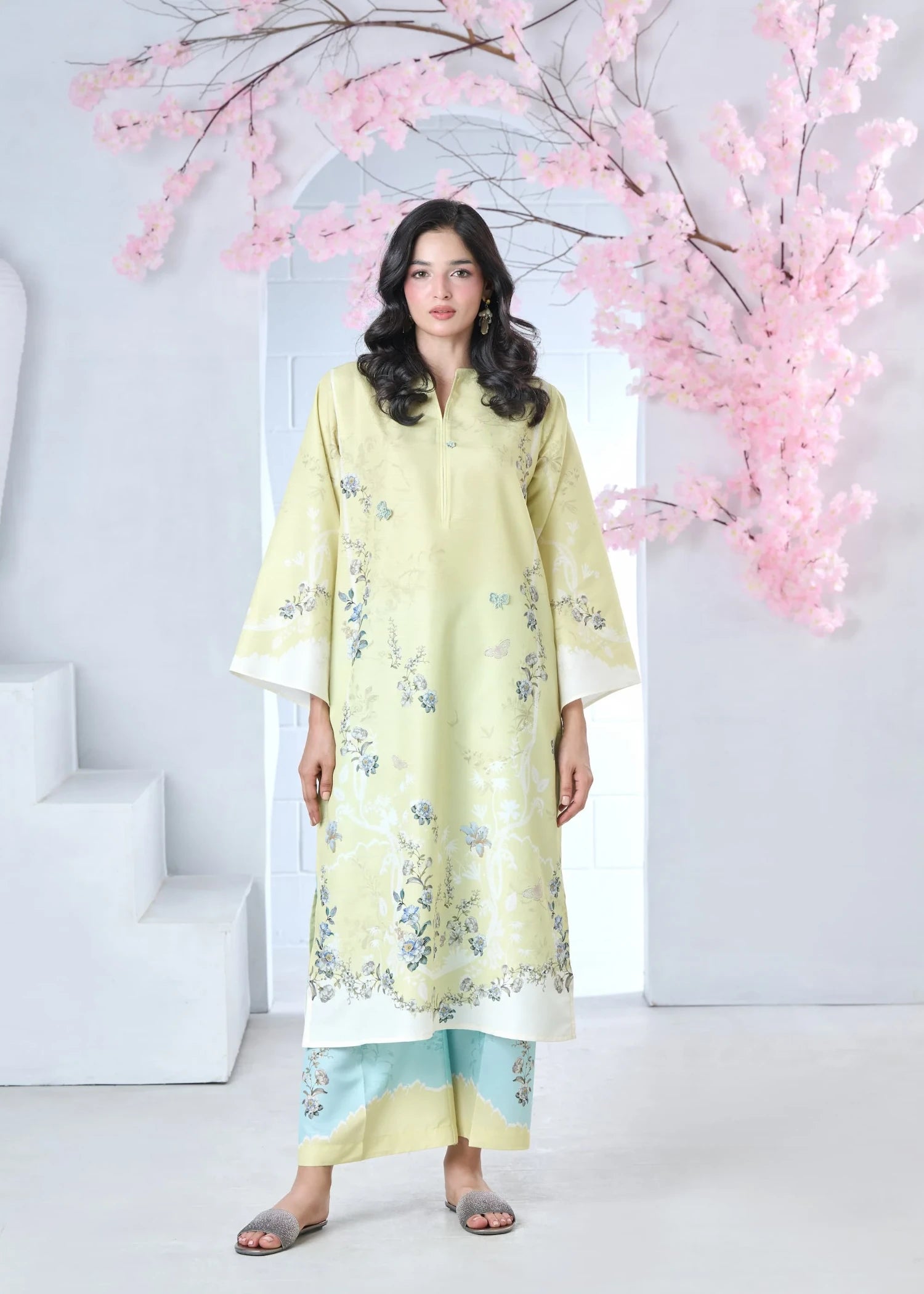 raw silk Co Ord Sets in Light yellow