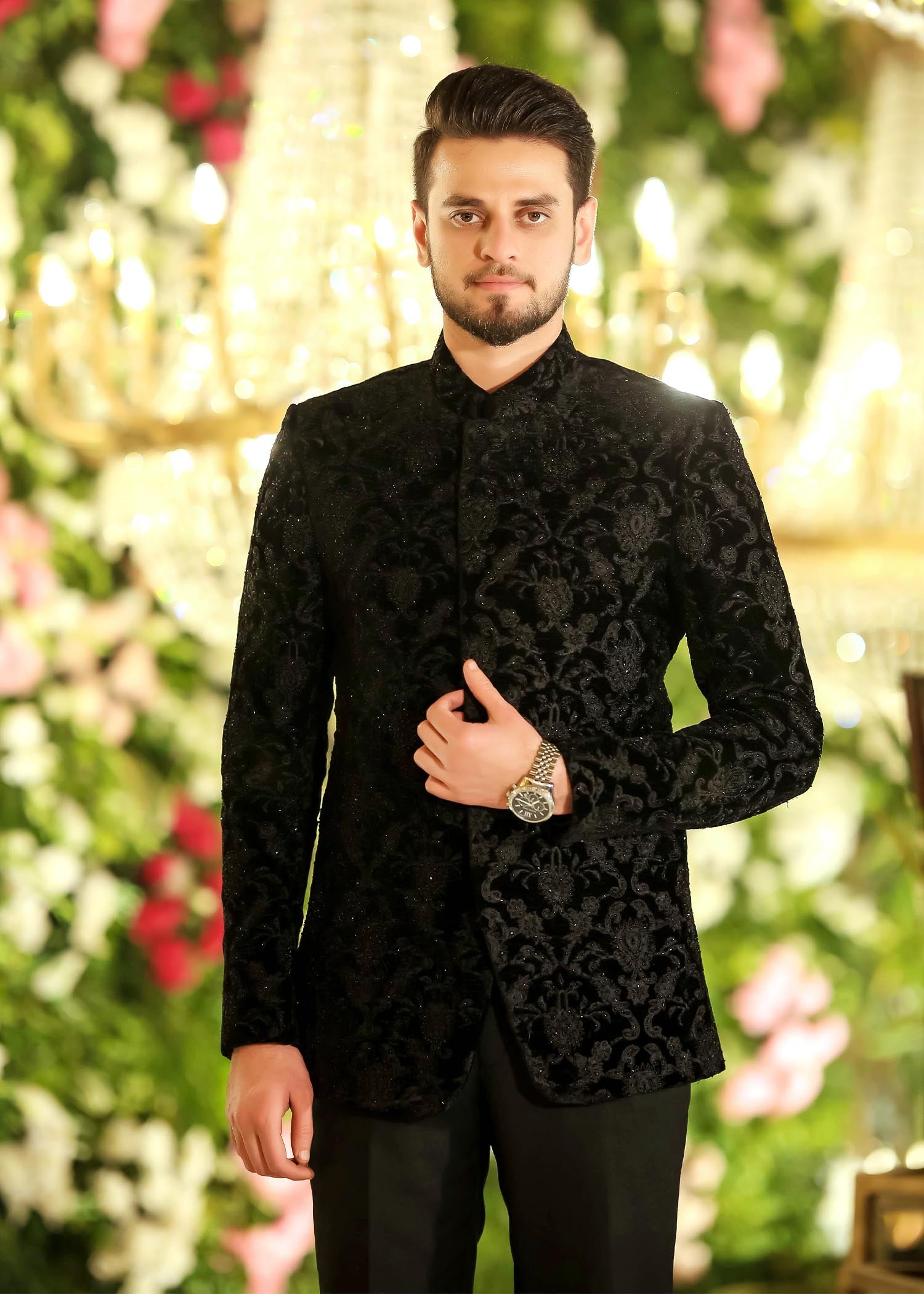velvet Prince Coat in Jet black