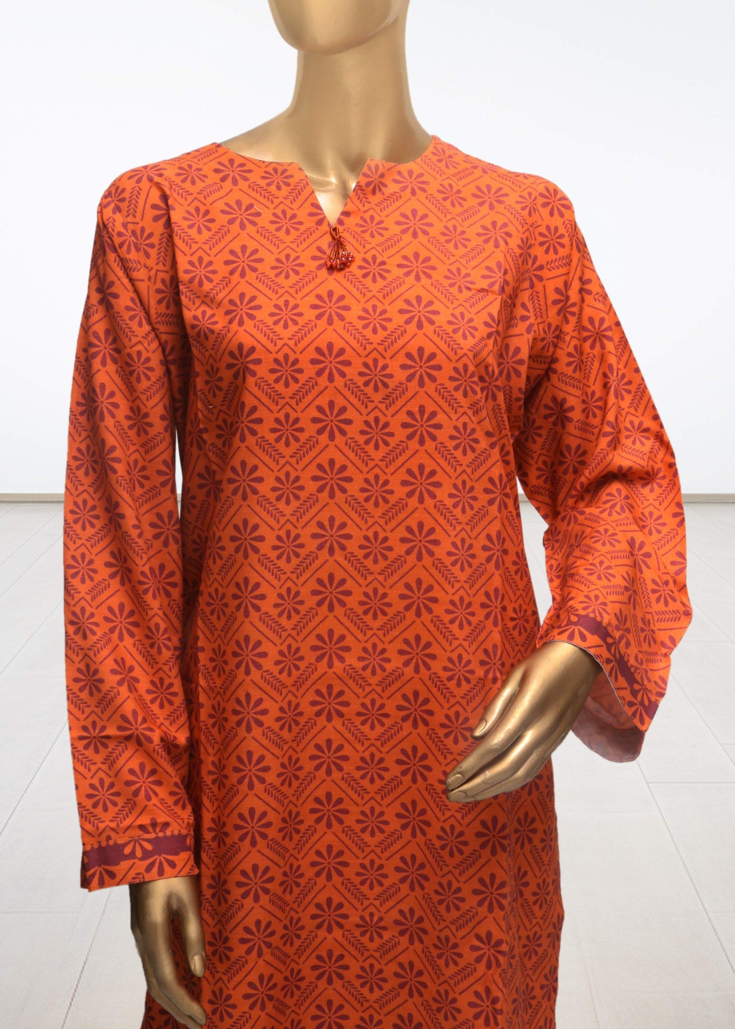 viscose raw silk Kurta Set in Rust orange