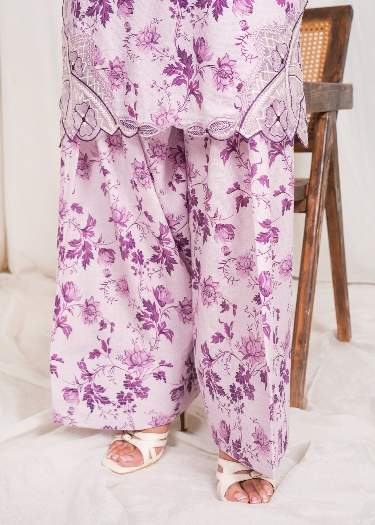 textured lawn Kurta Set in Lilac, purple mountain majesty