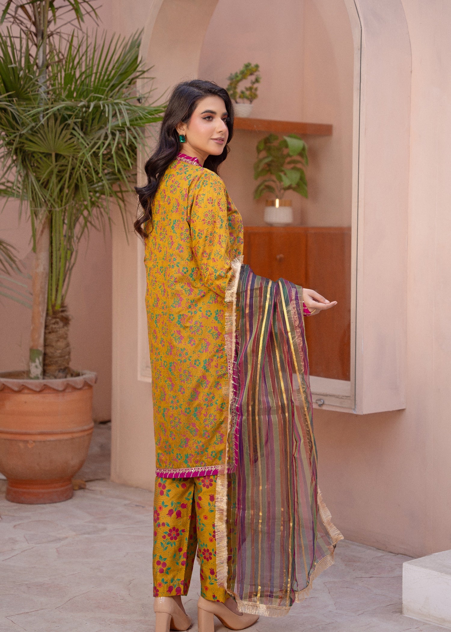 indian raw silk Kurta Set in Mustard