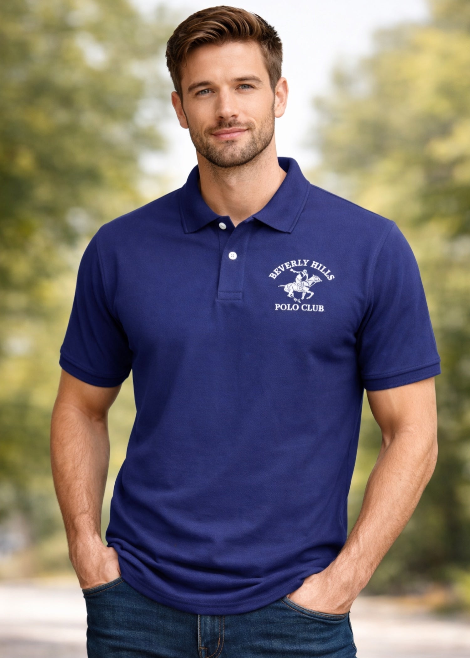cotton Polo Shirt in Navy blue by Imagination Apparel