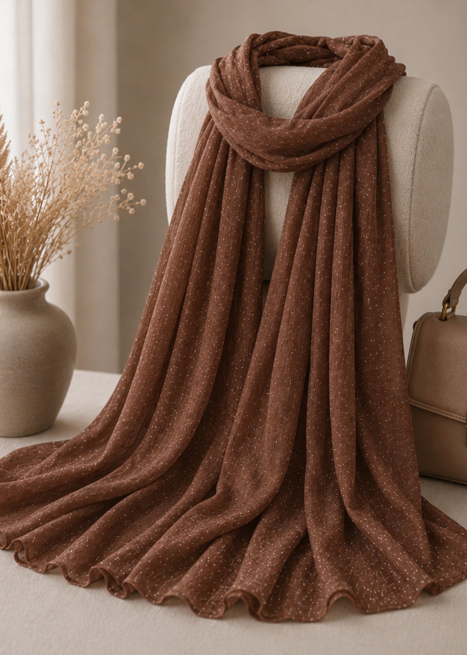 slub lawn Hijab in Copper