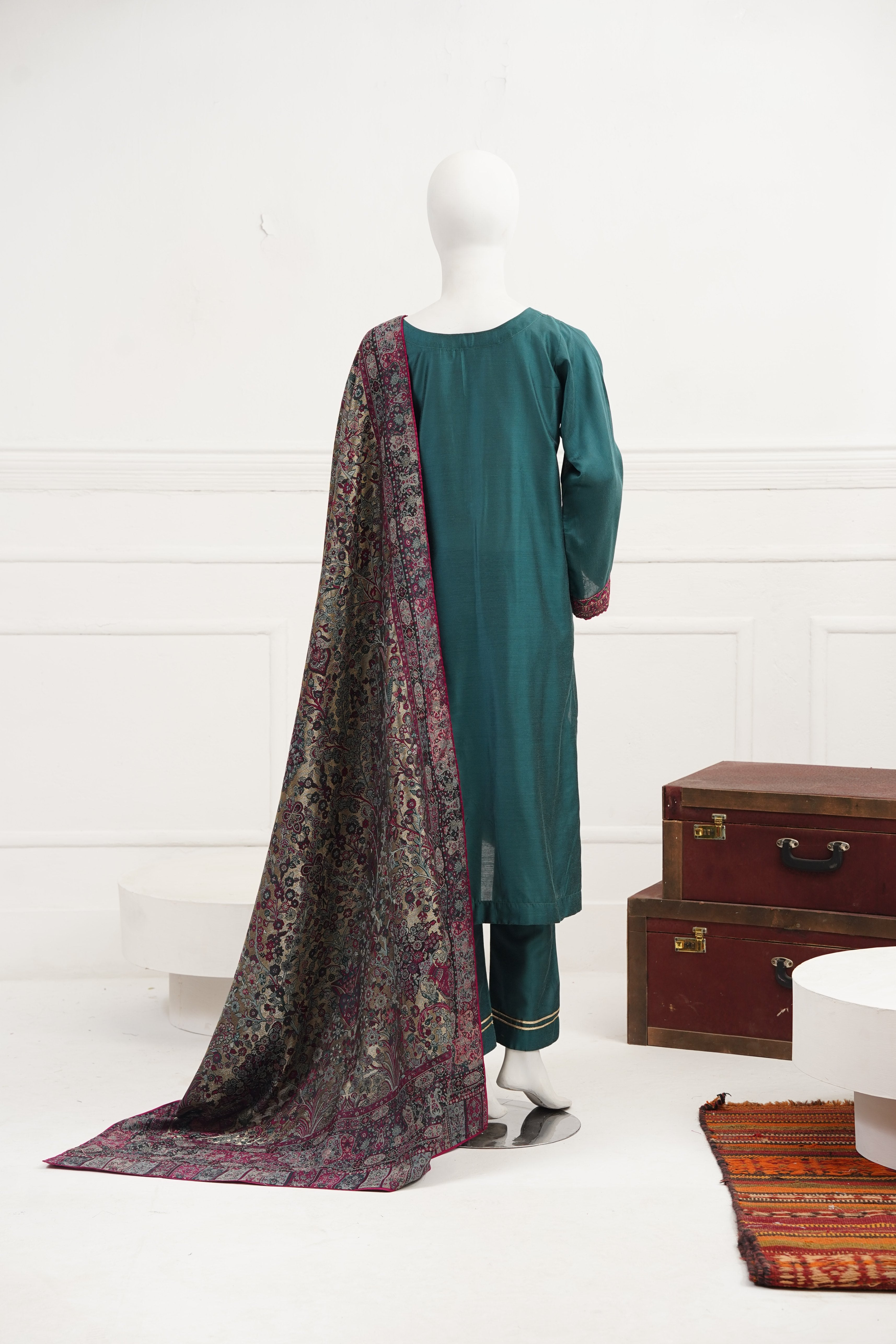 viscose Kurta Set in Pine green