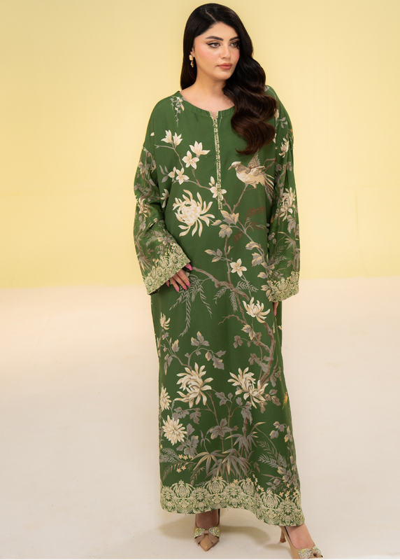 poly lawn Kaftan in Olive green