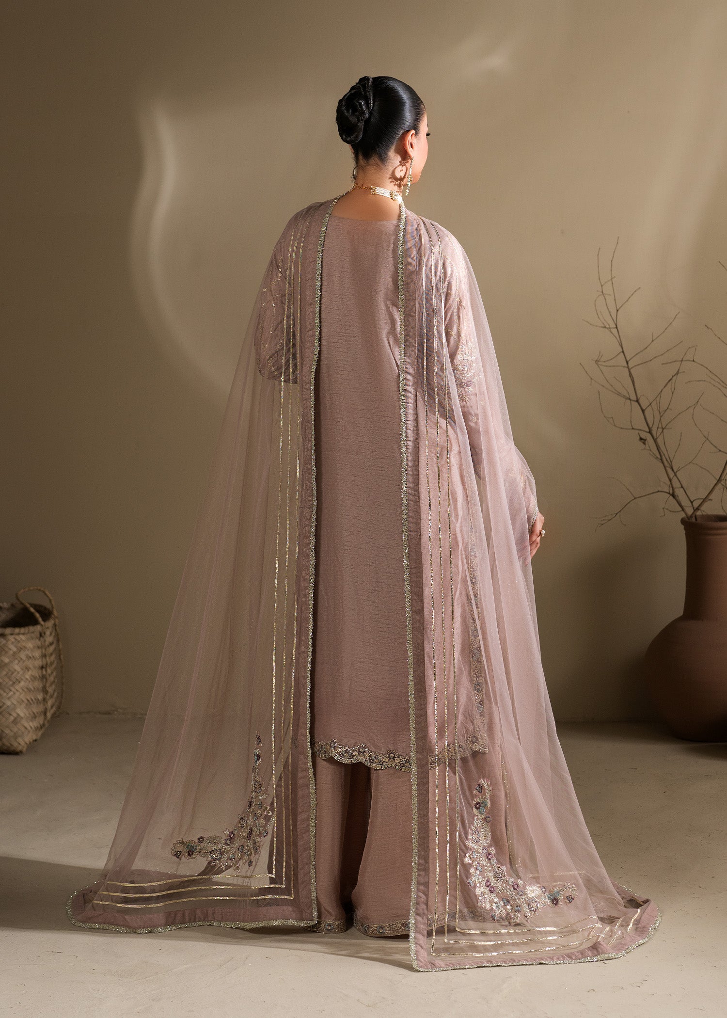 raw silk Kurta Set in Lilac