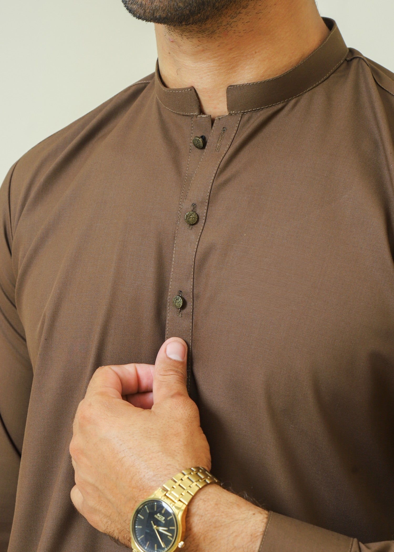 wash & wear Kurta Set in Oak brown