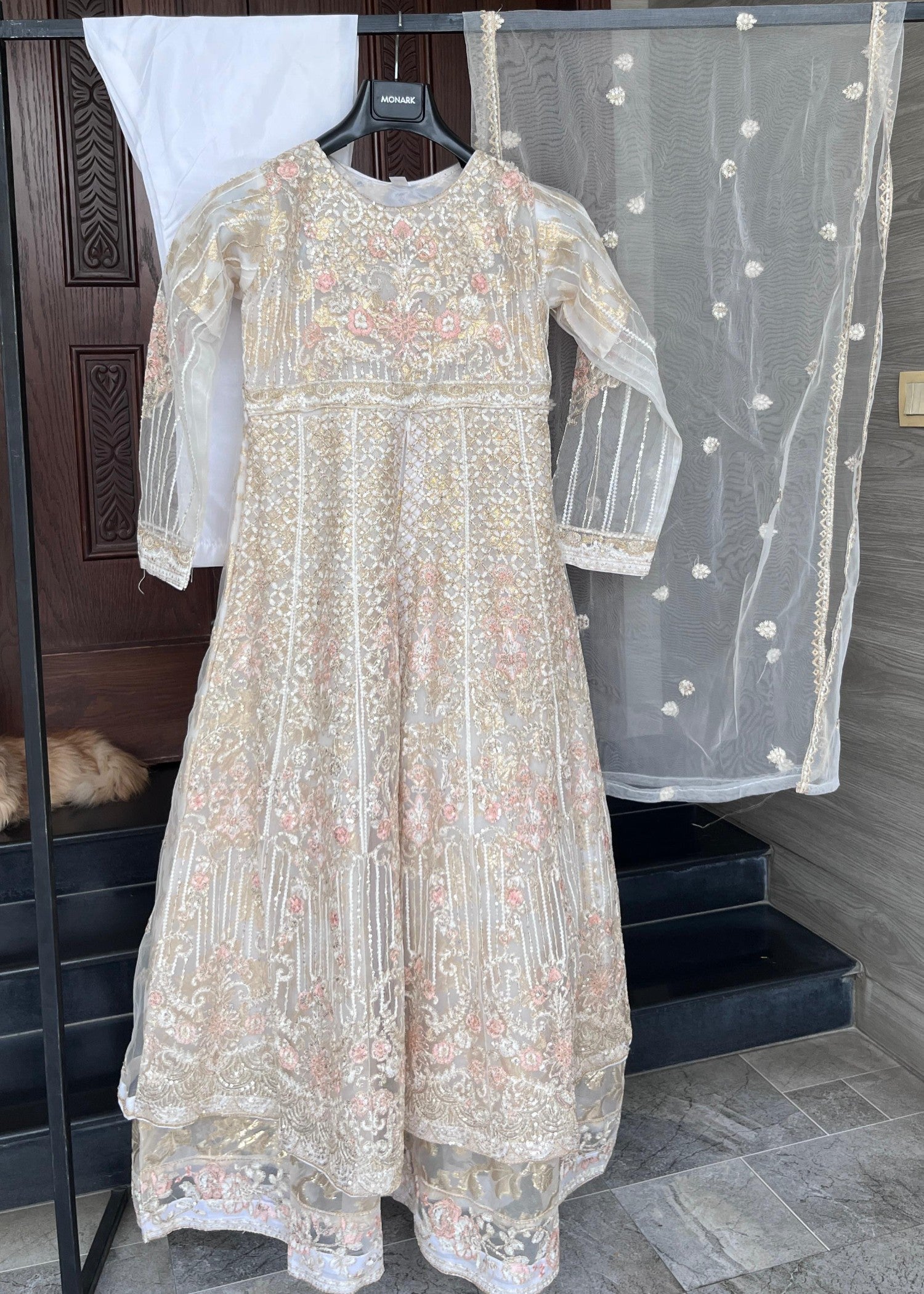net Pishwas in Pearl white