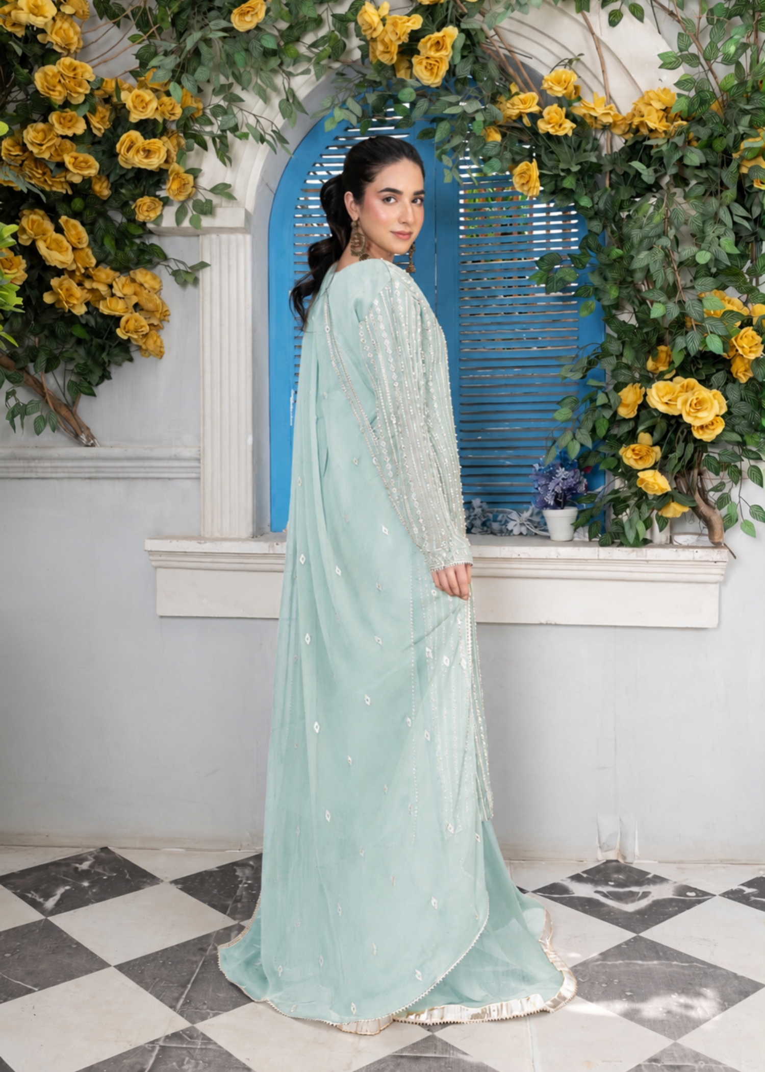 chiffon Sharara in Cloud blue