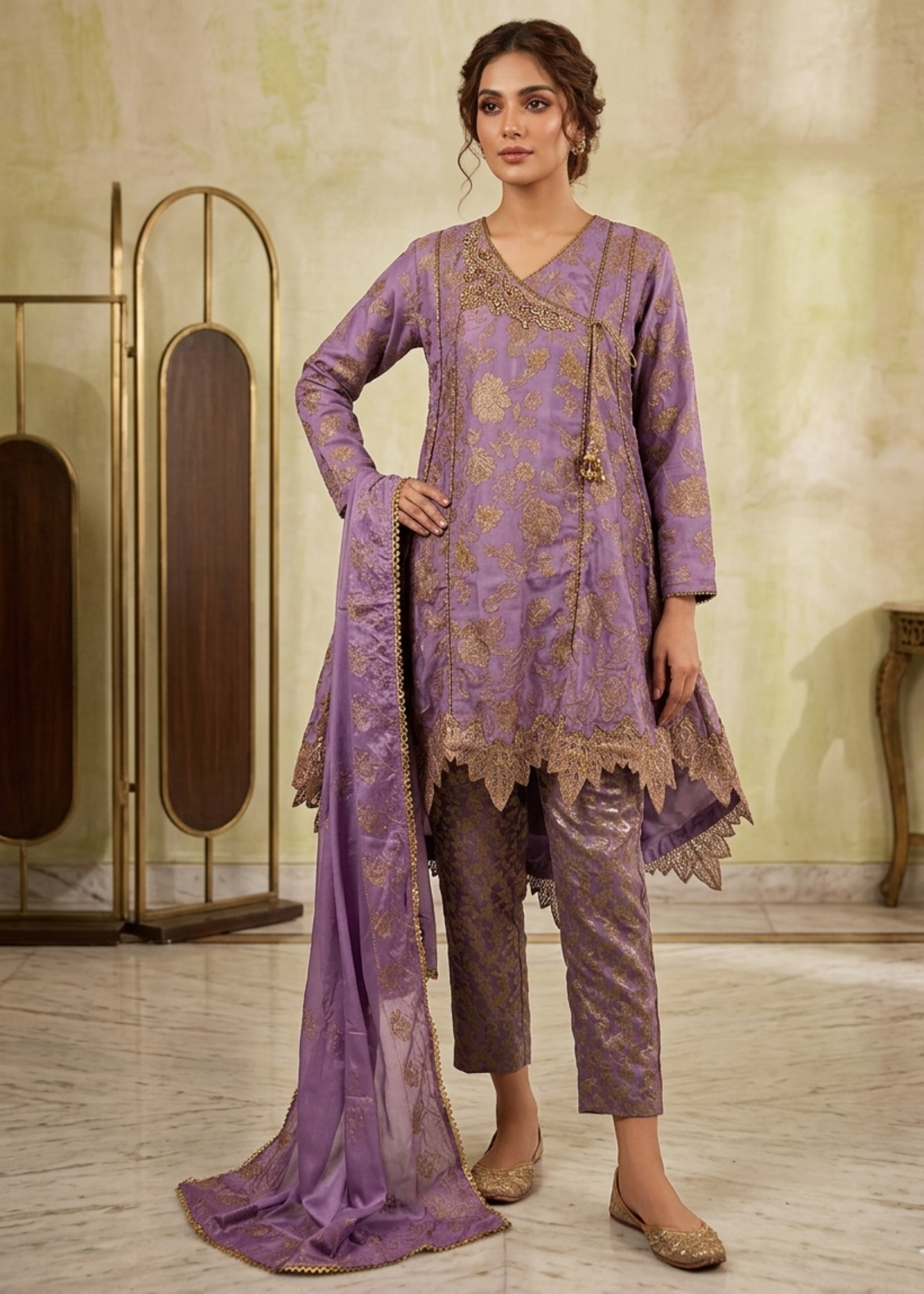 silk Angrakha in Purple mountain majesty