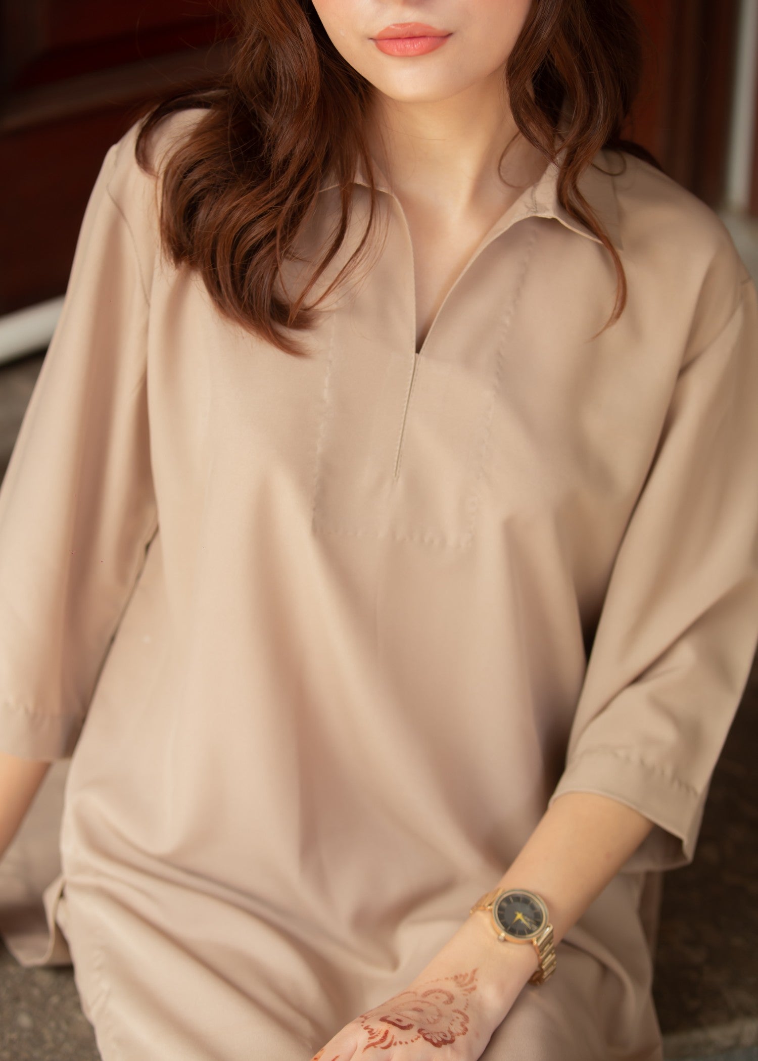 poly grip Co Ord Sets in Tan brown