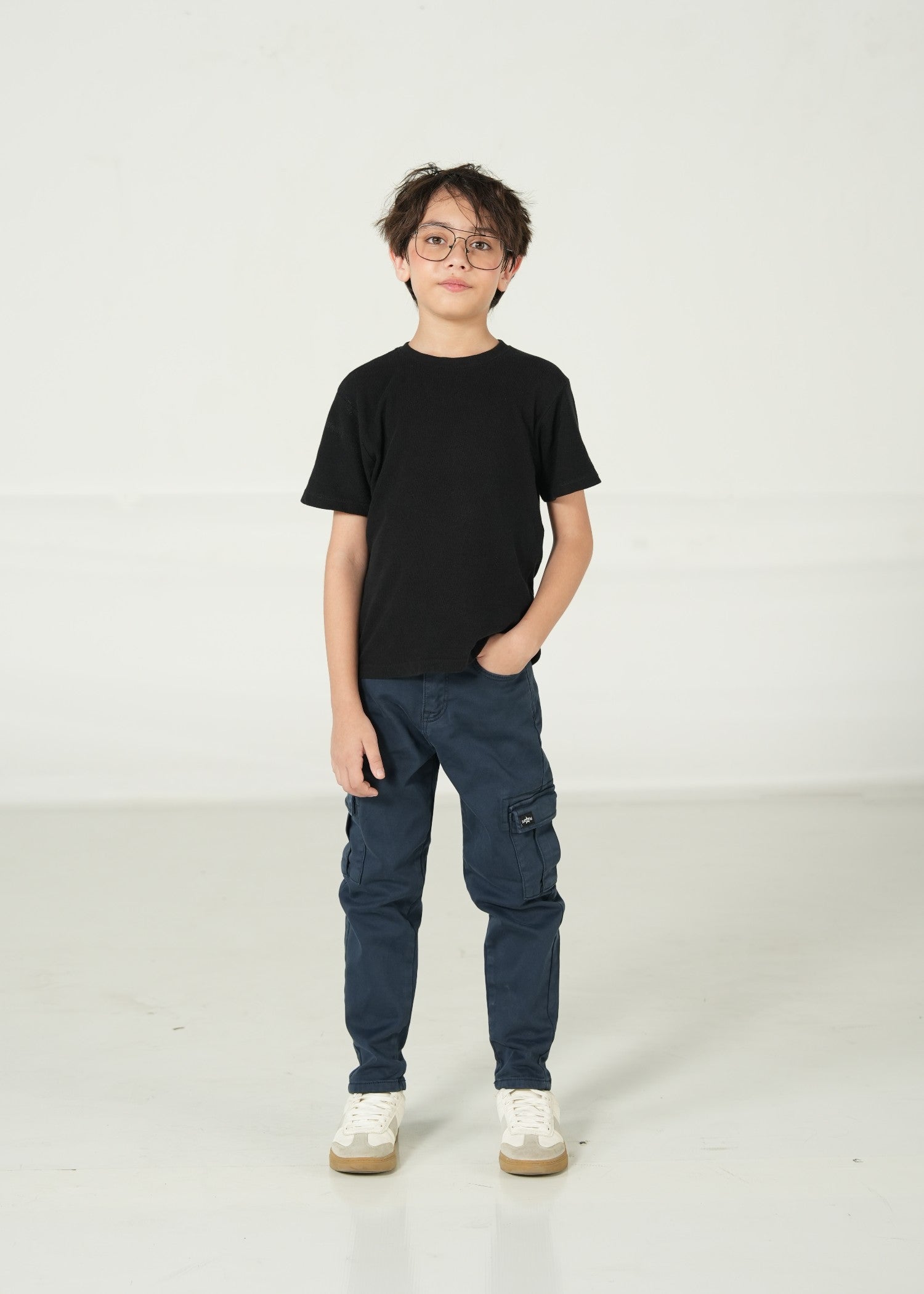 twill cotton Pants in Navy blue