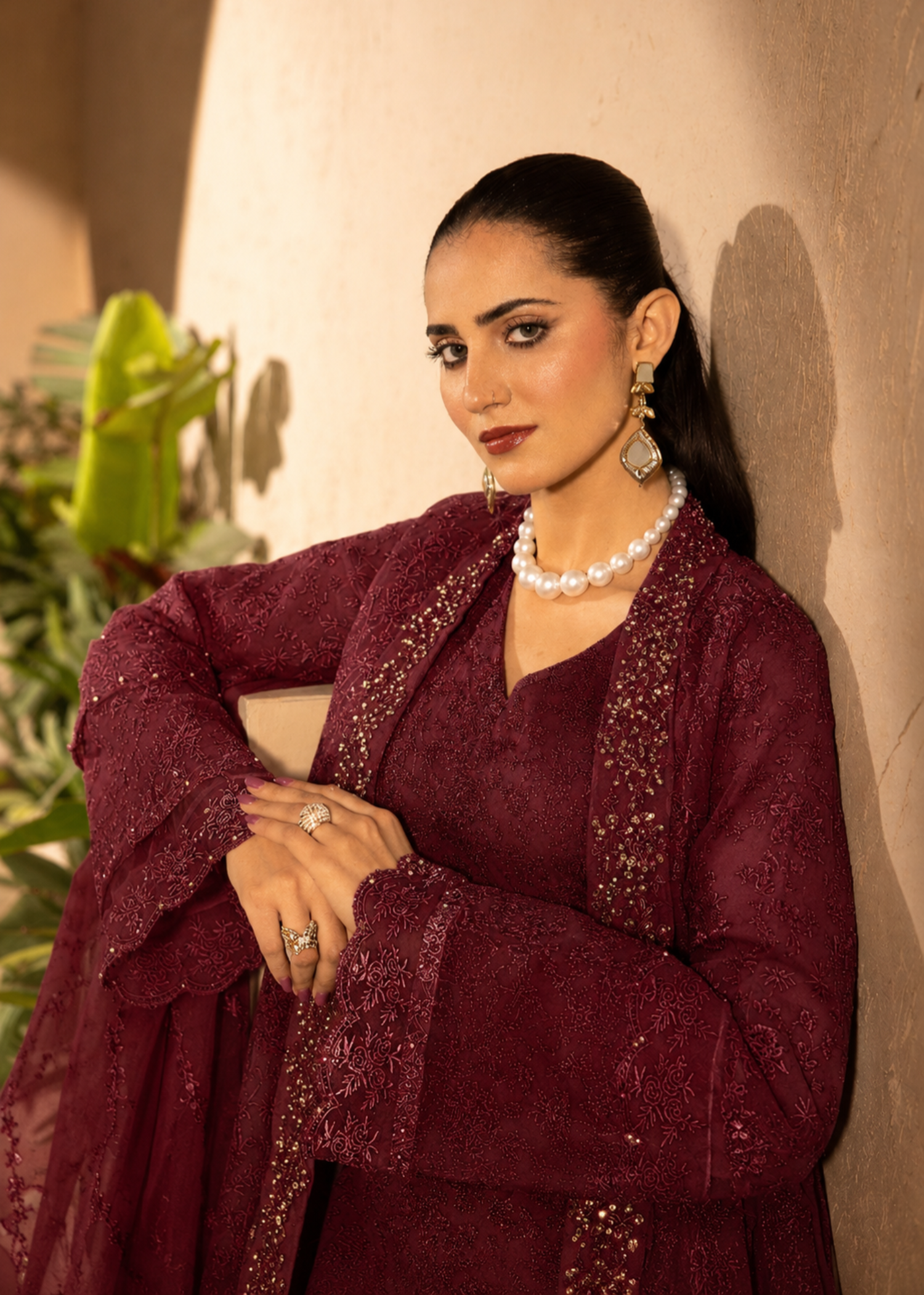 organza Gown in Maroon
