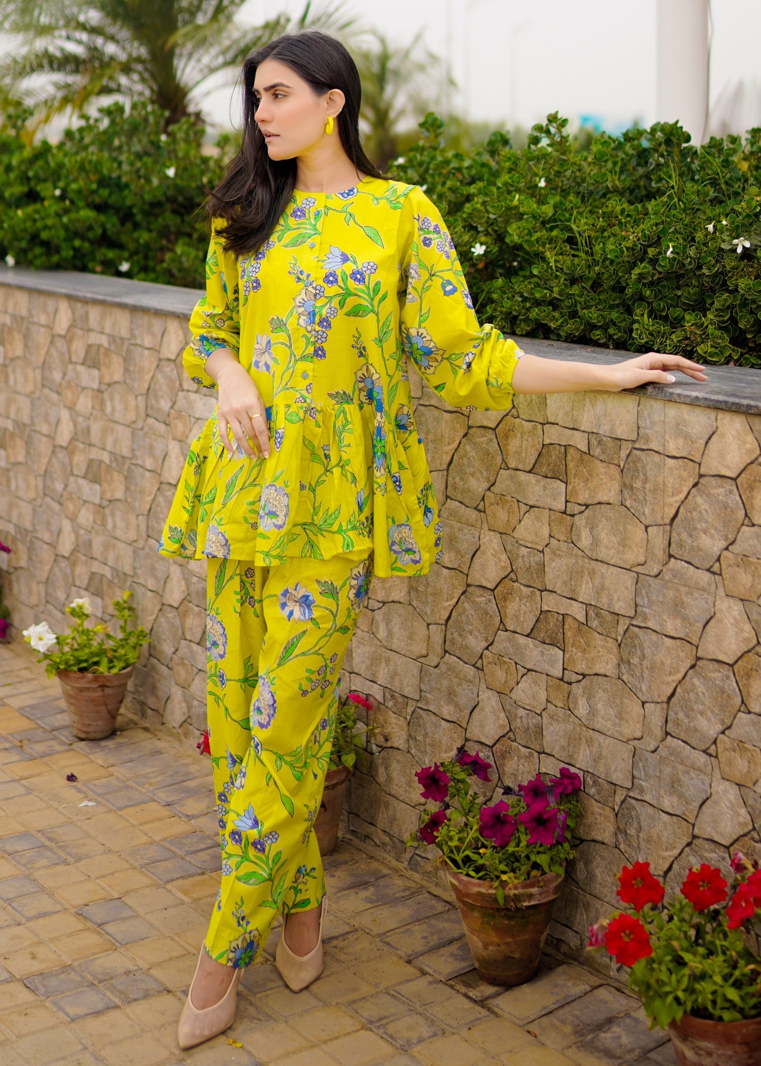 pure cotton Co Ord Sets in Chartreuse
