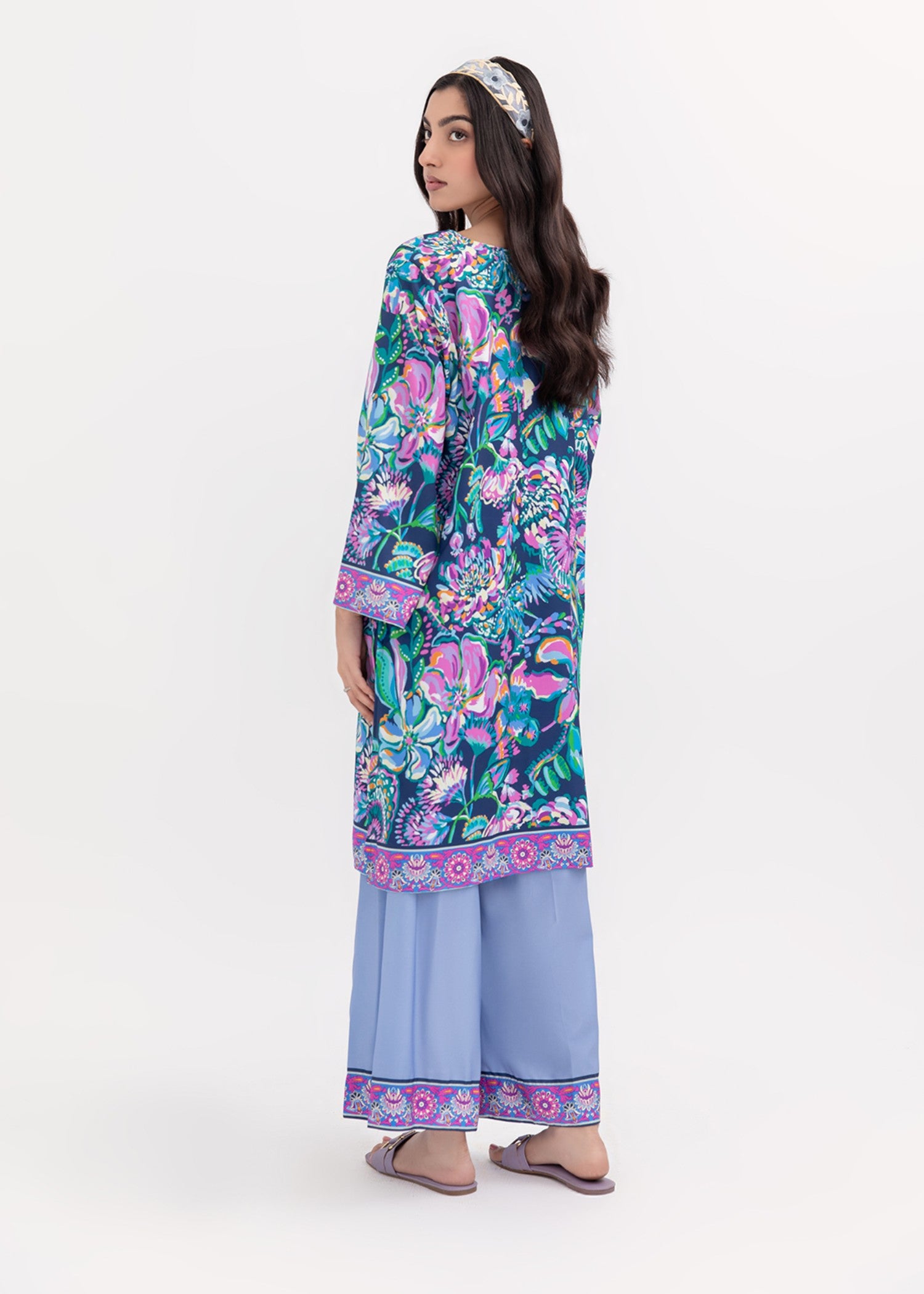 crepe Kurta Set in Purple heart