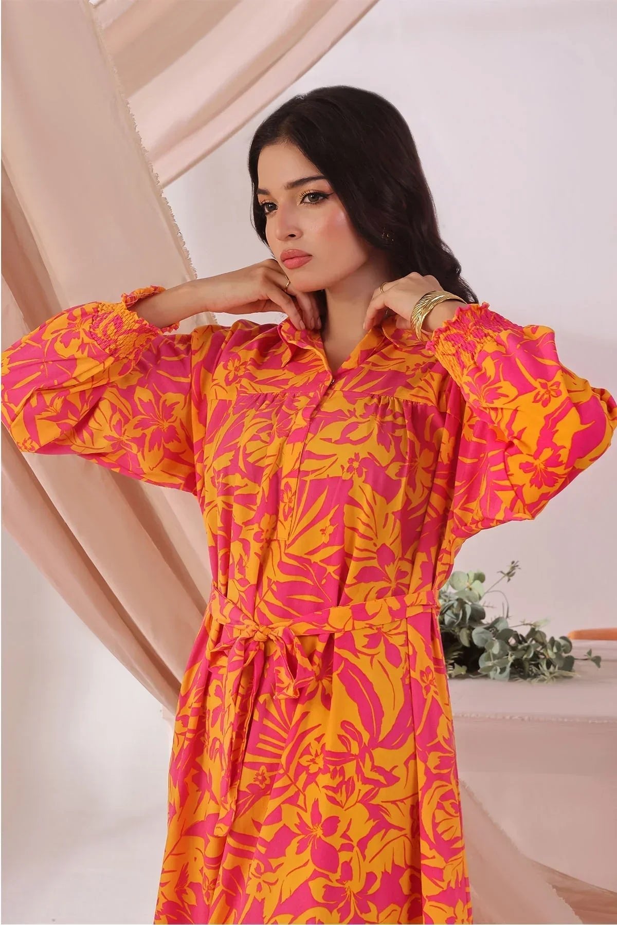 polyester georgette Dress in Orange