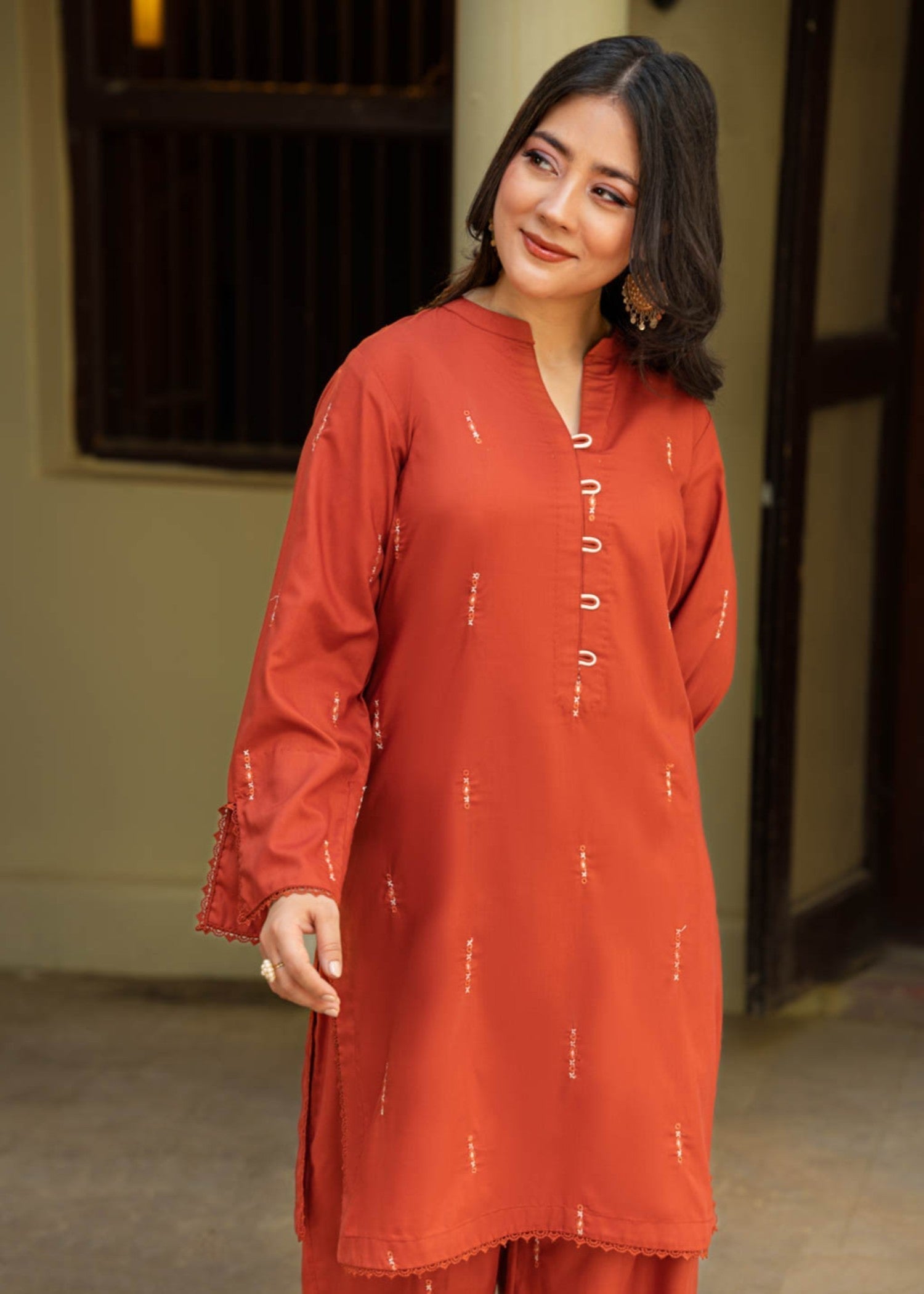 wash & wear Co Ord Sets in Rust orange