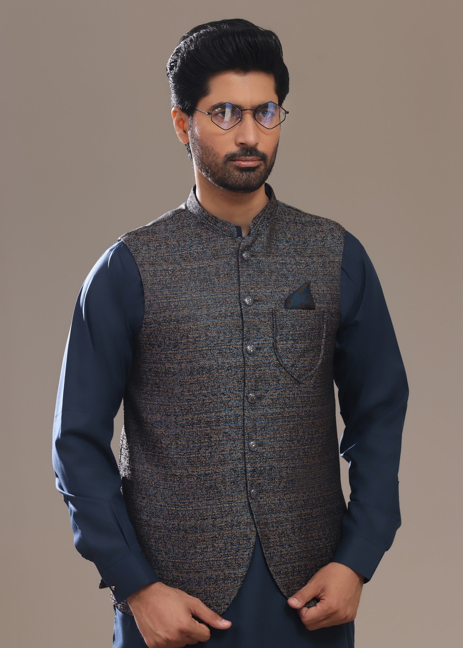 suiting Waistcoat in Slate blue