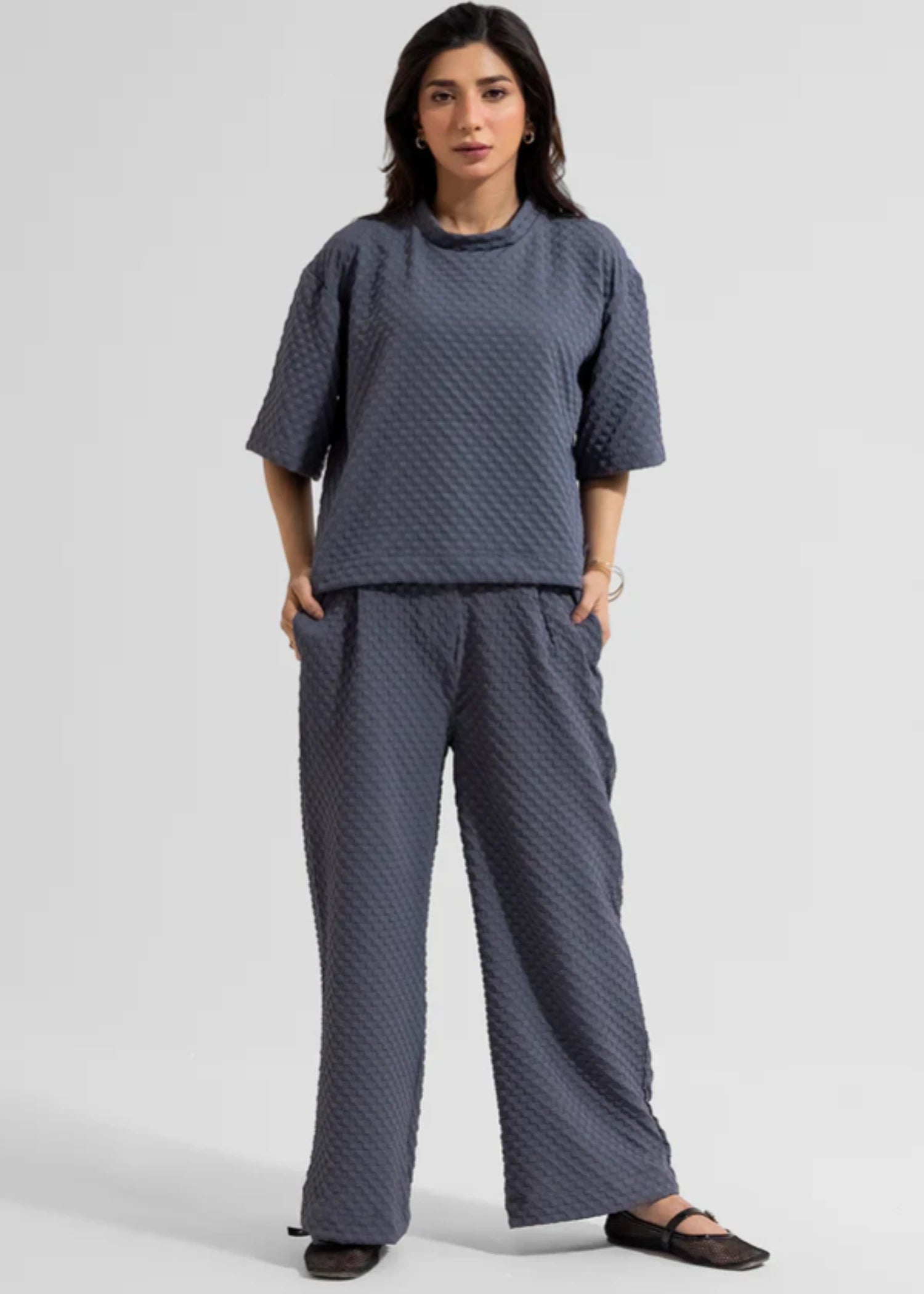seersucker Co Ord Sets in Dark grey