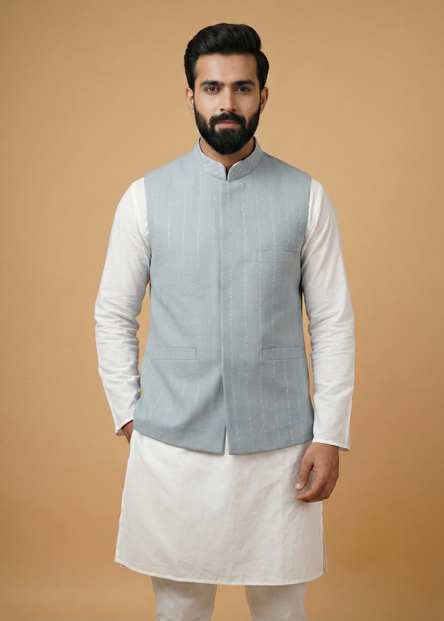 cotton Waistcoat in Light blue