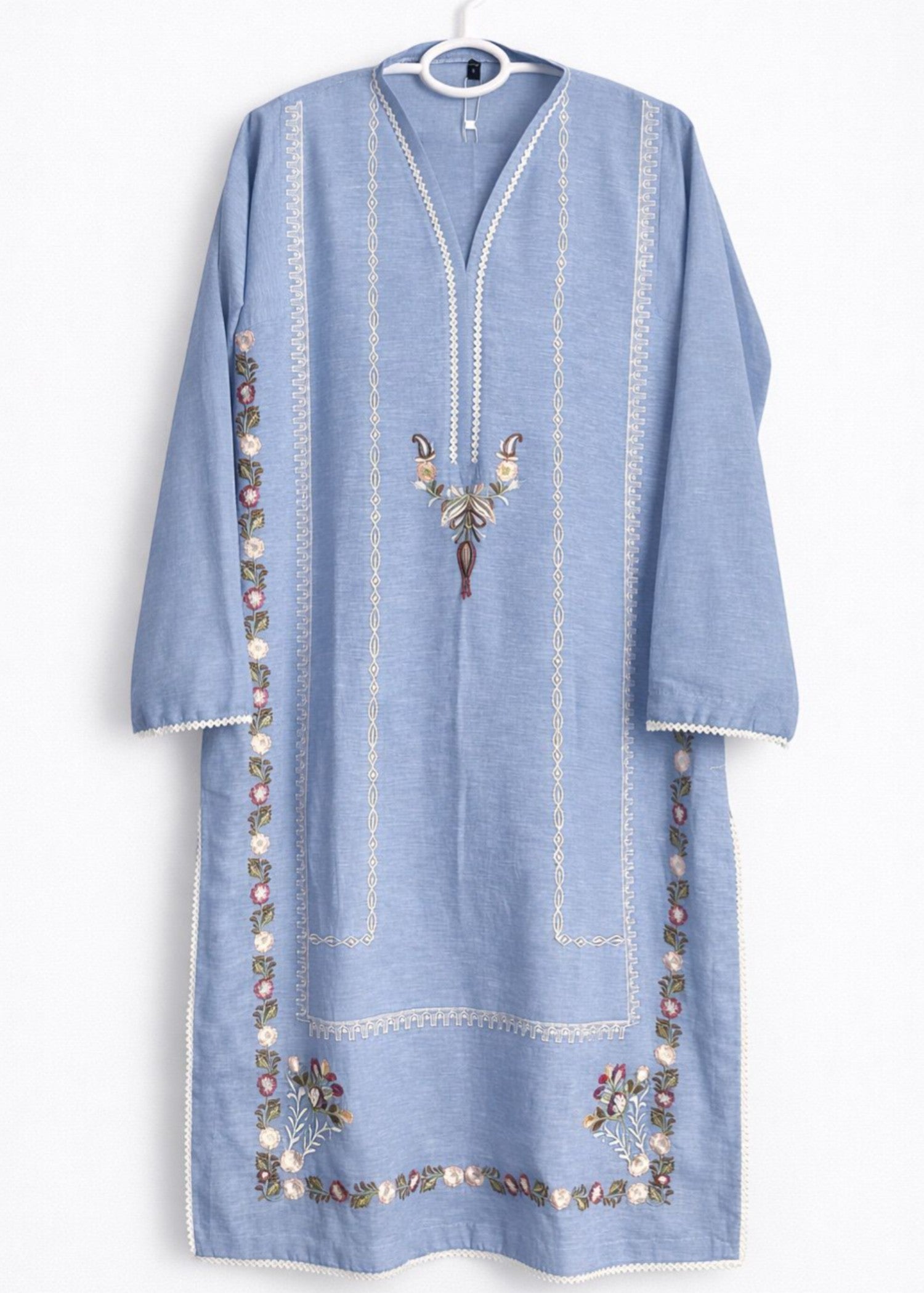 cotton krandi Kurta Set in Powder blue
