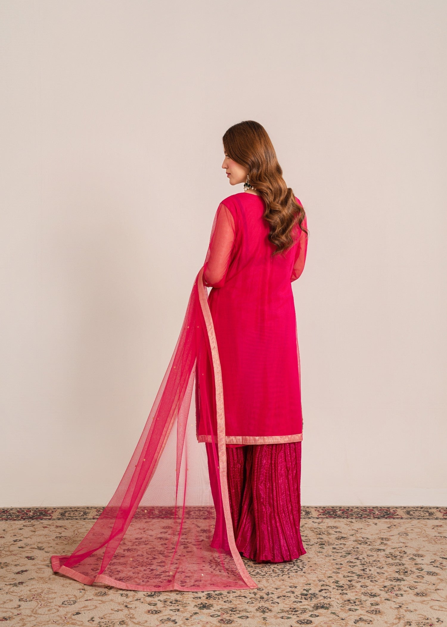 net Sharara in Shocking pink
